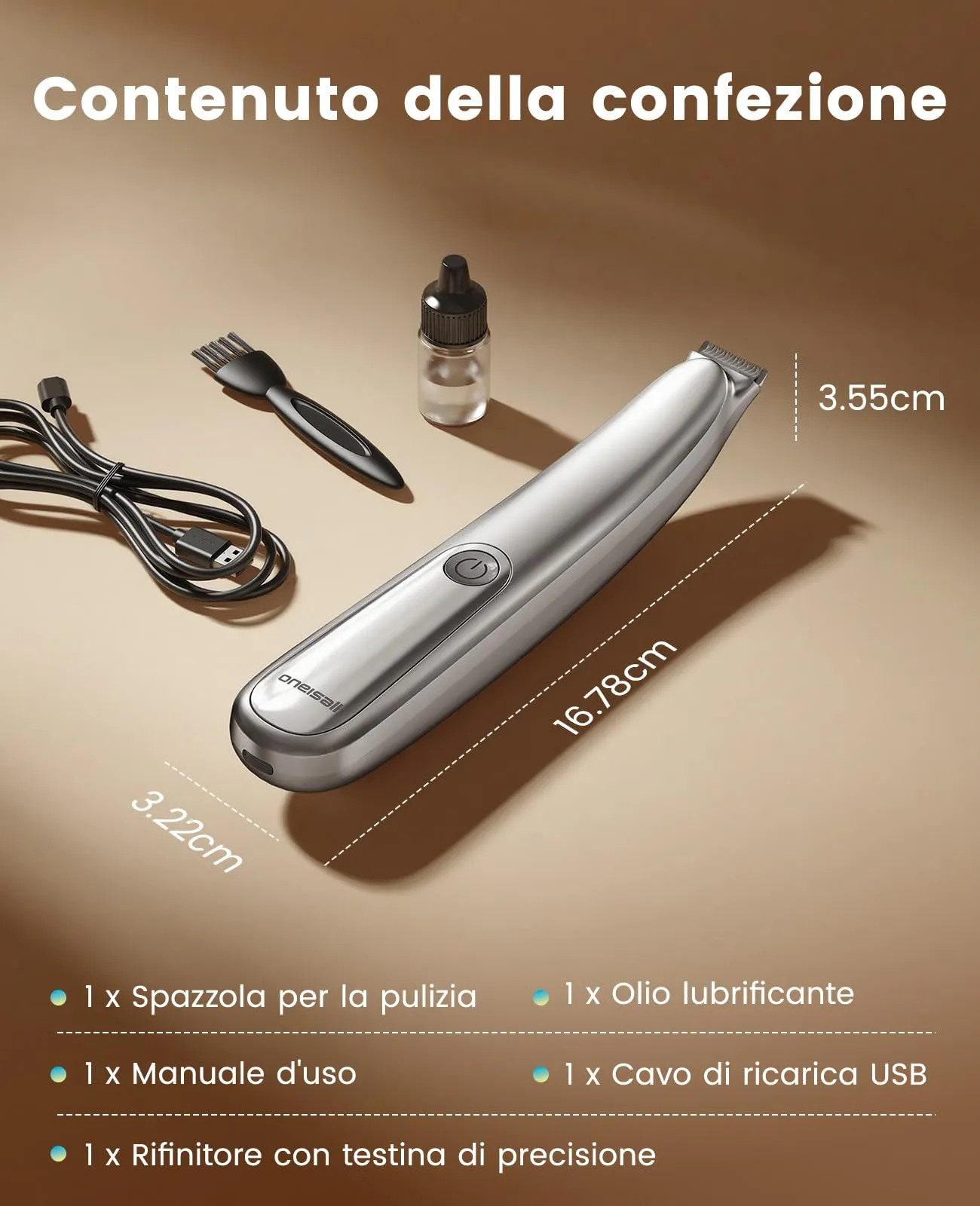 oneisall Tosatrice per Cani e Gatti FC13, Silenziosa 35dB, Luce LED, Lama Curva, 2 Velocità 6500/5000 RPM, Senza Fili Ricaricabile - immagine 9