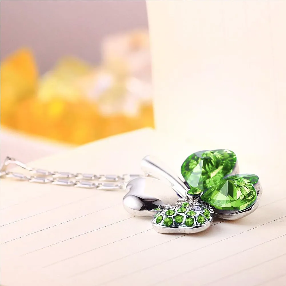 SwirlColor Set Gioielli Quadrifoglio con Strass e Cristalli, Collana, Bracciale e Orecchini (Verde) - immagine 5