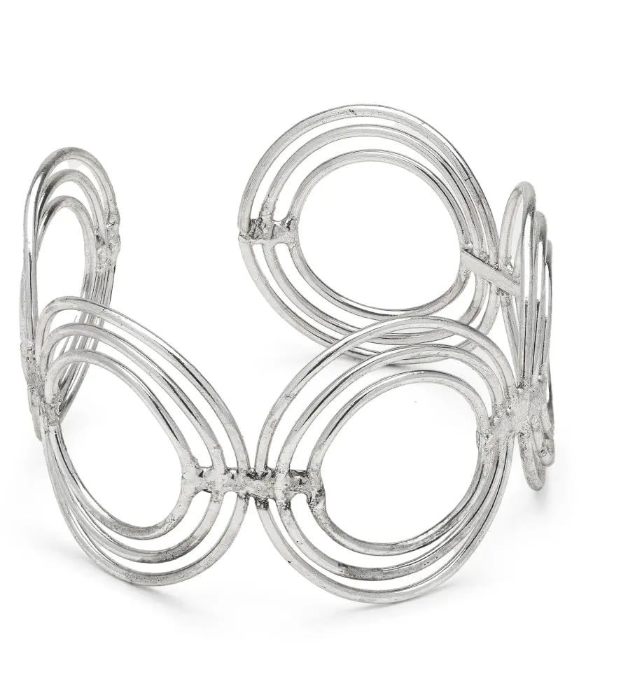 Vlnet Vestopazzo Bracciale Fascia Cerchi Concentrici Placcato Argento 925 - immagine 2