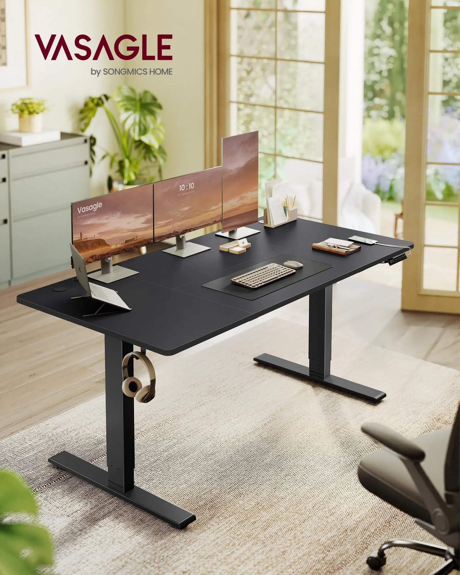 VASAGLE Scrivania Regolabile in Altezza, 160 x 80 cm, Porta USB-C - immagine 2