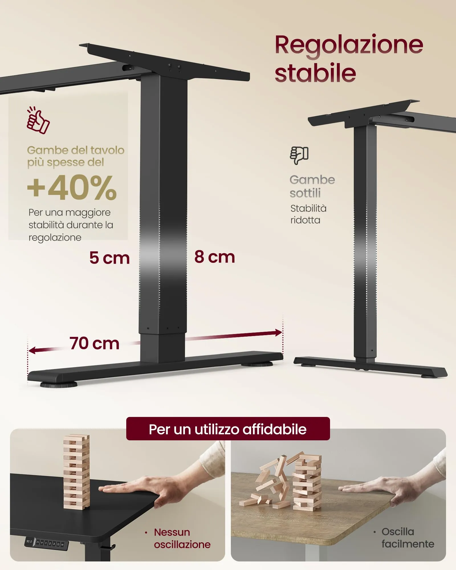 VASAGLE Scrivania Regolabile in Altezza, 160 x 80 cm, Porta USB-C - immagine 4