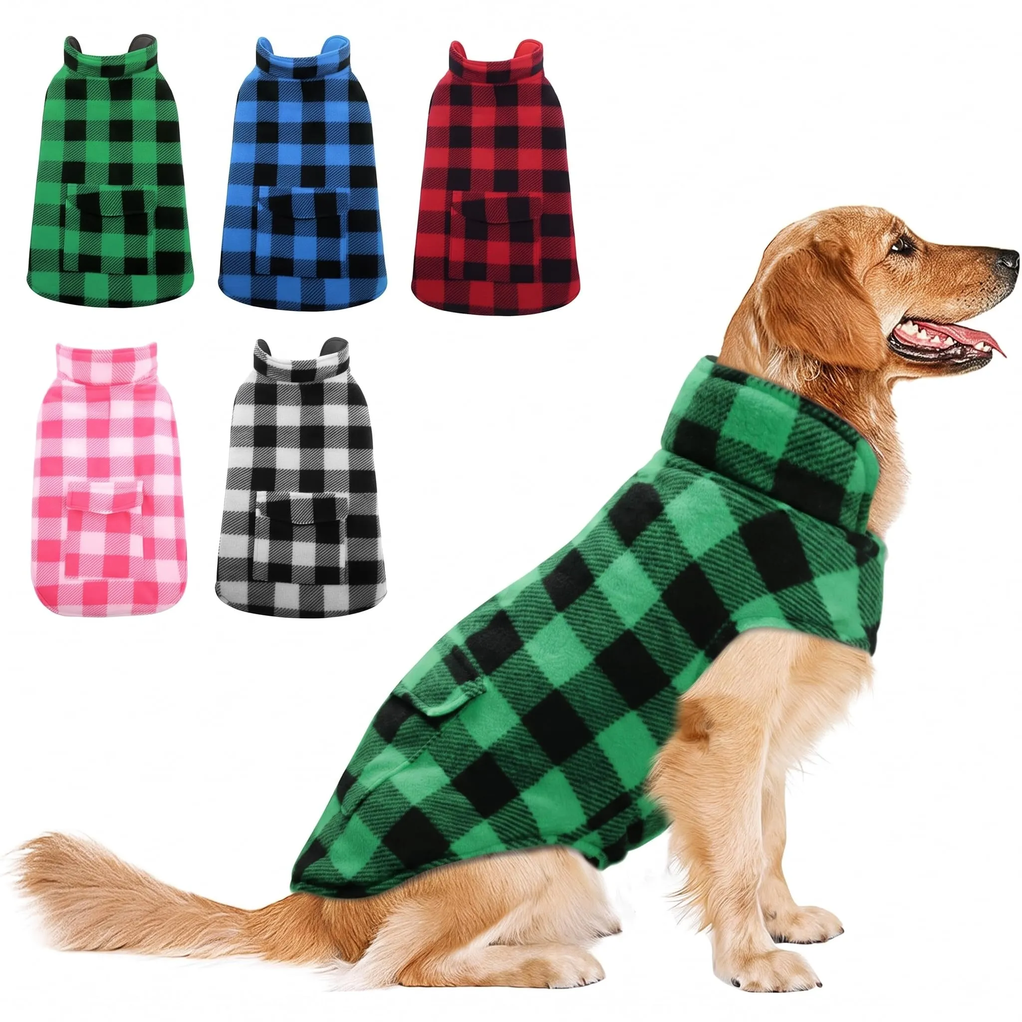 ASENKU Cappotto Cane Impermeabile e Reversibile Invernale con Fodera in Lana, 3XL, Verde - immagine 1