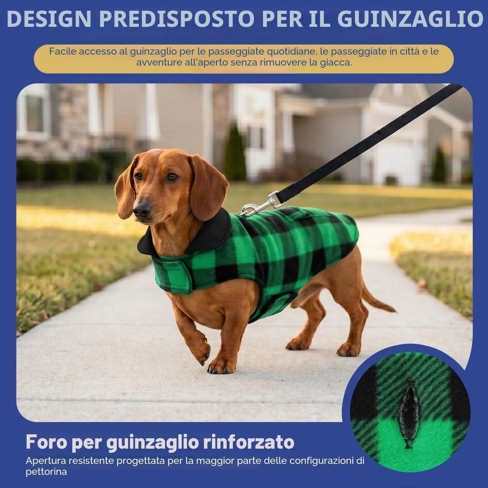 ASENKU Cappotto Cane Impermeabile e Reversibile Invernale con Fodera in Lana, 3XL, Verde - immagine 3