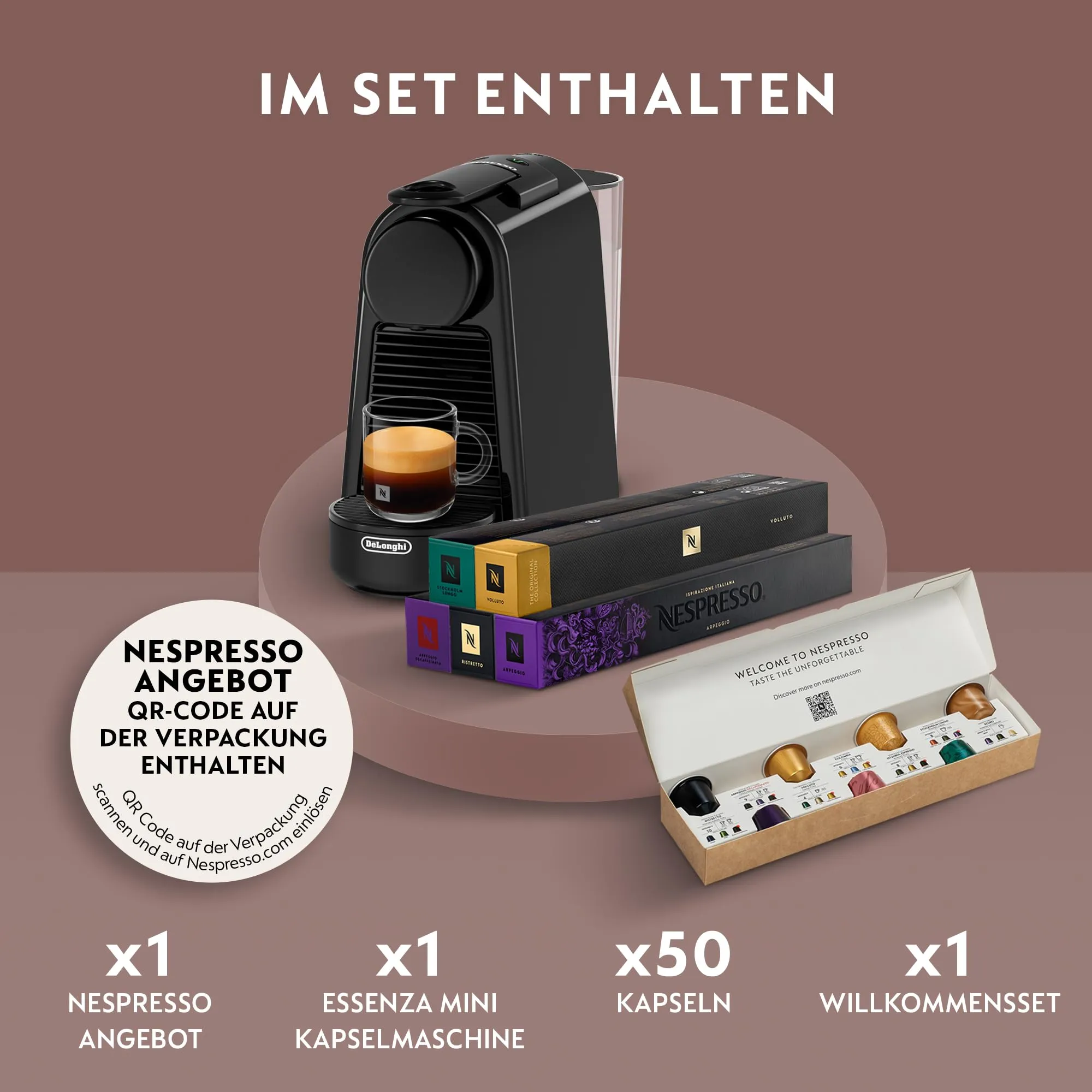 De'Longhi Nespresso Essenza Mini EN85.B, Nera, include 5 confezioni di capsule di caffè - immagine 2