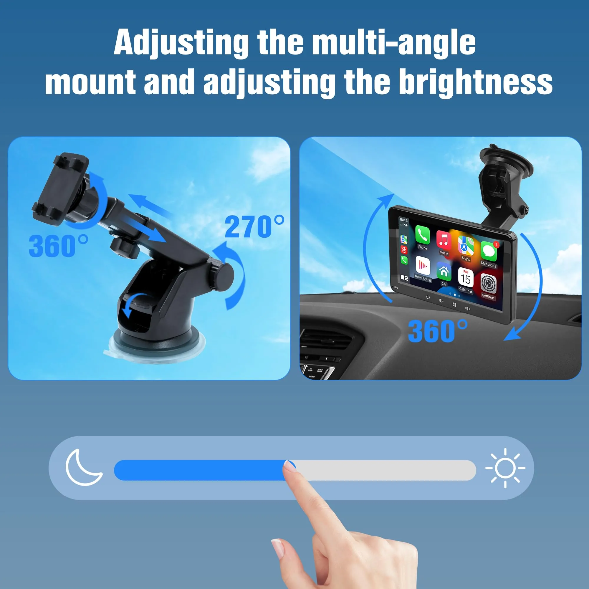 Alltolink A9 Schermo per Auto 7 Pollici, Wireless CarPlay e Android Auto, BT 5.0, AUX, Mirror Screen - immagine 4