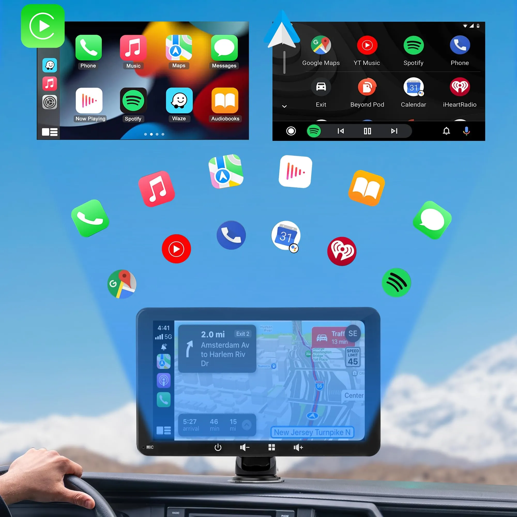 Alltolink A9 Schermo per Auto 7 Pollici, Wireless CarPlay e Android Auto, BT 5.0, AUX, Mirror Screen - immagine 7
