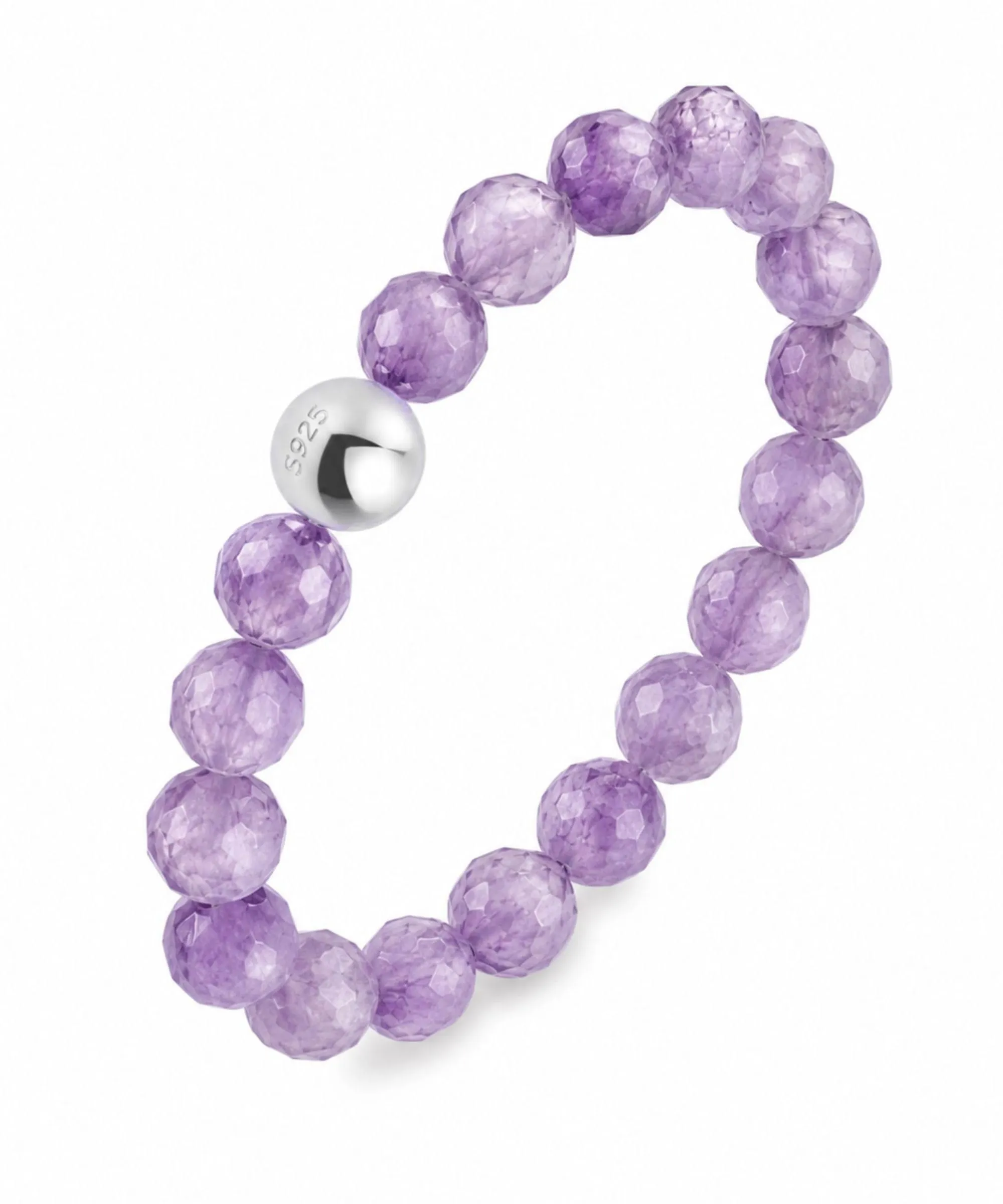 GD GOOD.designs Anello Antistress in Ametista Naturale per Donne, Elasticizzato e Sfaccettato - immagine 1