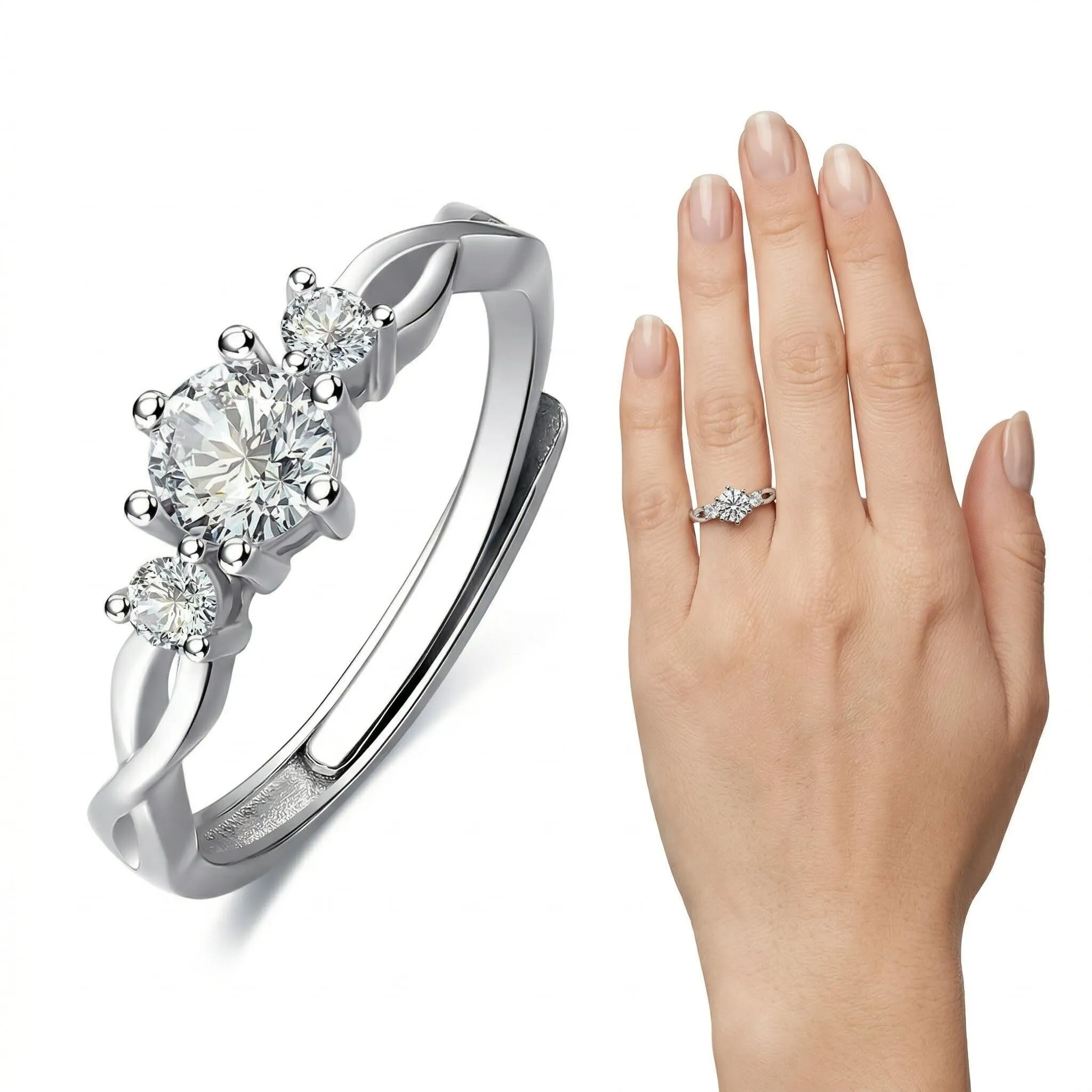 SWYZOR Anello Regolabile con Nodo in Argento per Donna - immagine 1