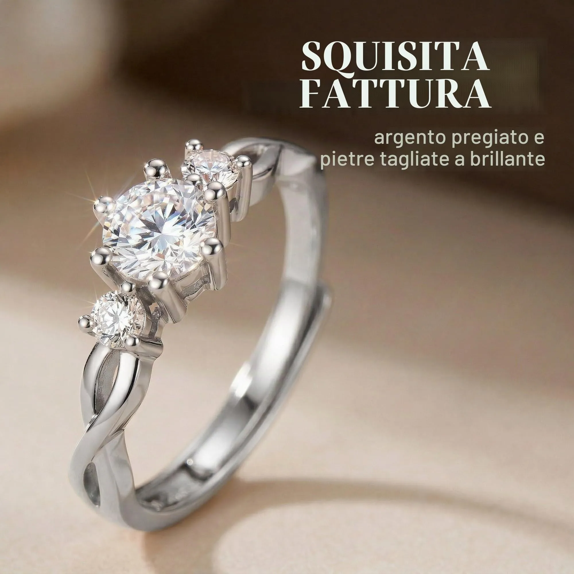 SWYZOR Anello Regolabile con Nodo in Argento per Donna - immagine 3