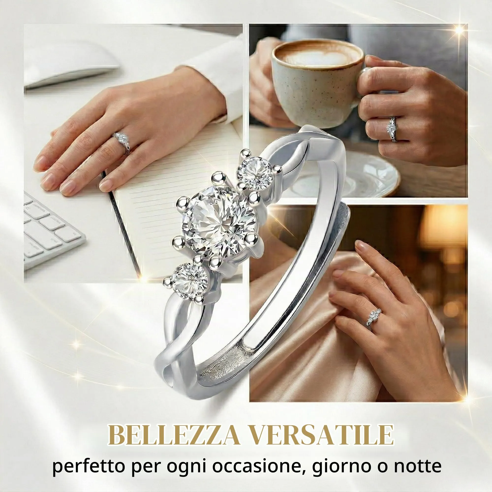 SWYZOR Anello Regolabile con Nodo in Argento per Donna - immagine 4
