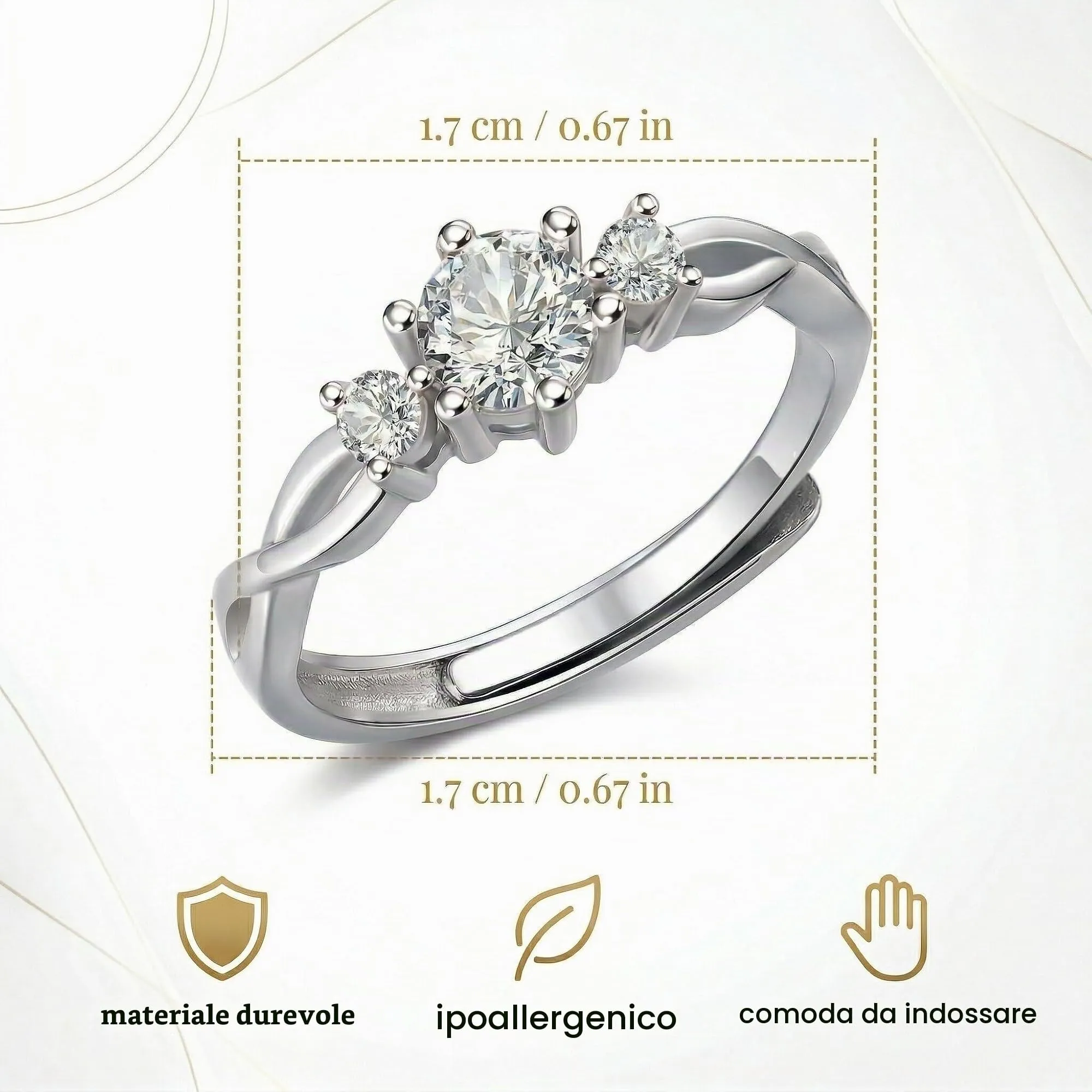 SWYZOR Anello Regolabile con Nodo in Argento per Donna - immagine 6