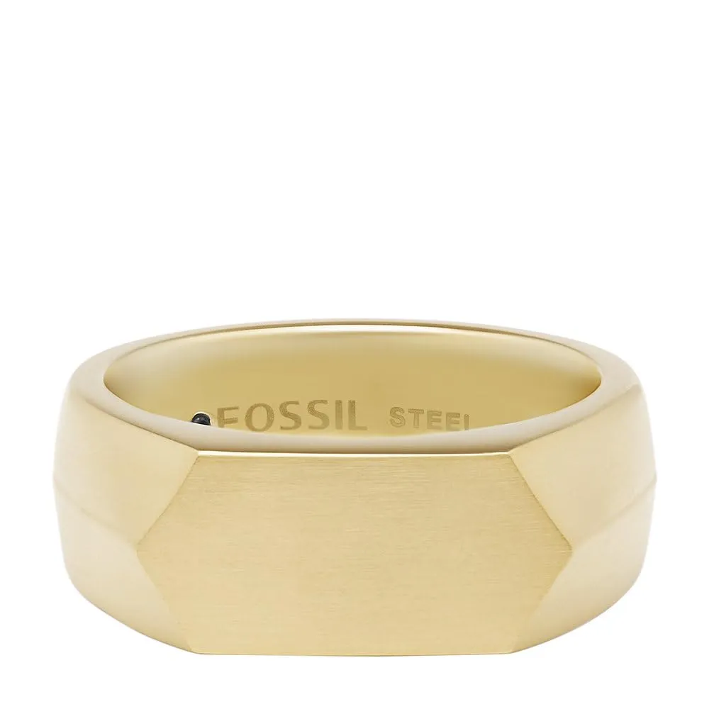 Fossil Anello a fascia da uomo in acciaio inossidabile oro e nero JF0455971011 - immagine 2