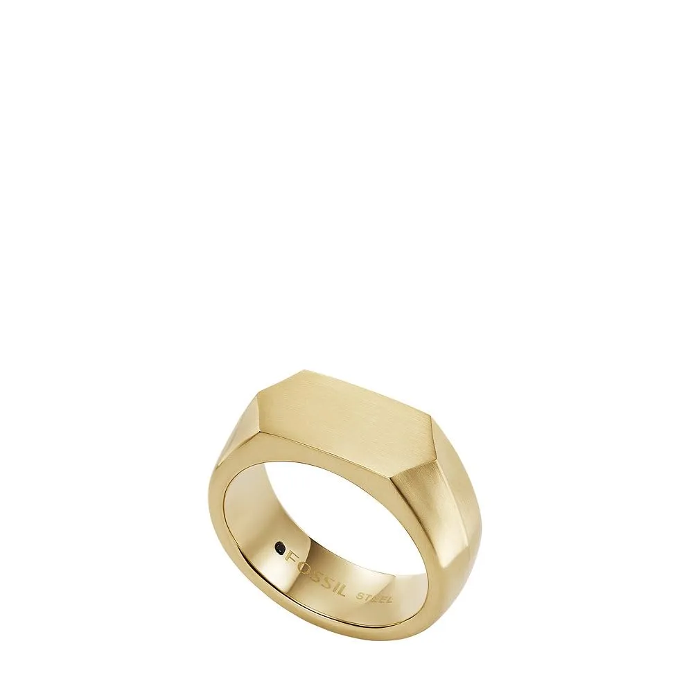 Fossil Anello a fascia da uomo in acciaio inossidabile oro e nero JF0455971011 - immagine 3