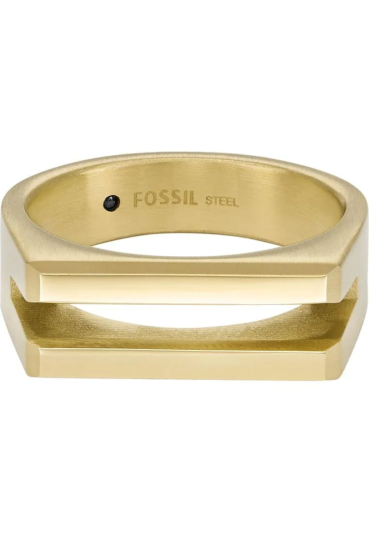 Fossil Anello a fascia da uomo in acciaio inossidabile oro sabbia JF0460871011 - immagine 3