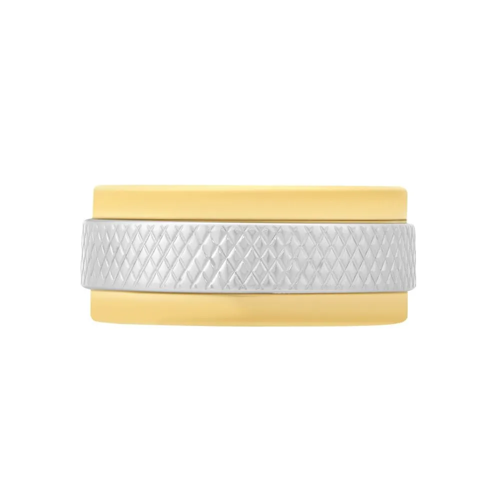 Fossil Anelli a fascia da uomo in acciaio inossidabile argento e oro JF049179989 - immagine 2