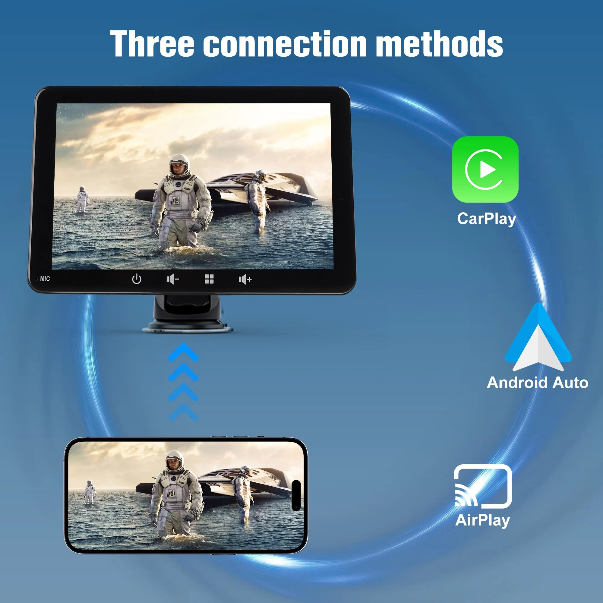 Alltolink 7" Schermo CarPlay Wireless con Telecamera Posteriore per Apple CarPlay e Android Auto, AUX, Mirror Link e GPS - immagine 3