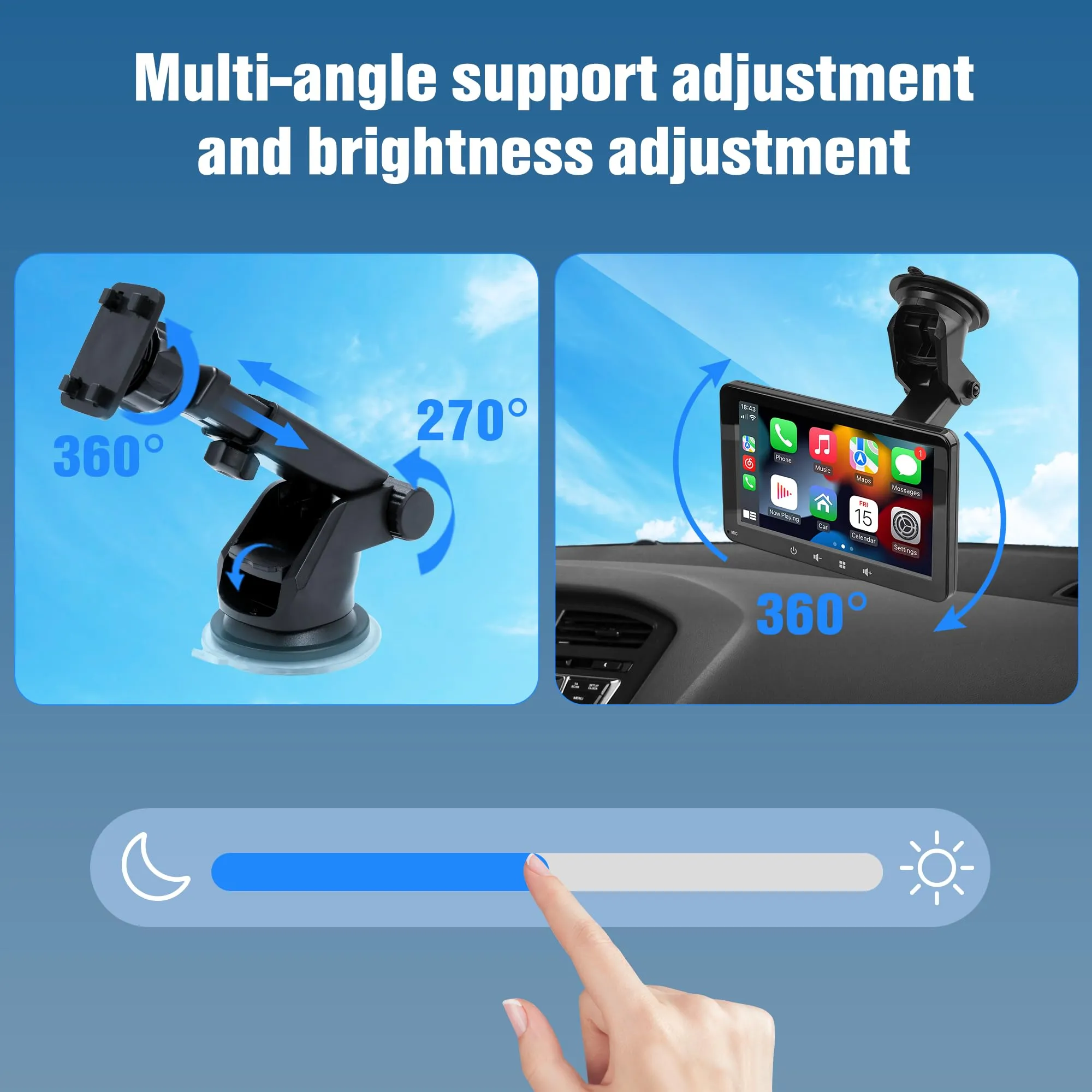 Alltolink 7" Schermo CarPlay Wireless con Telecamera Posteriore per Apple CarPlay e Android Auto, AUX, Mirror Link e GPS - immagine 5