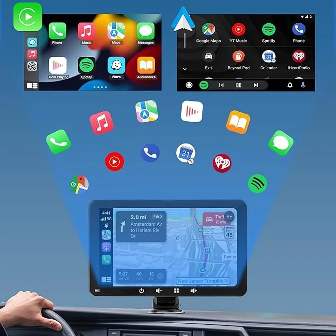 Alltolink 7" Schermo CarPlay Wireless con Telecamera Posteriore per Apple CarPlay e Android Auto, AUX, Mirror Link e GPS - immagine 8