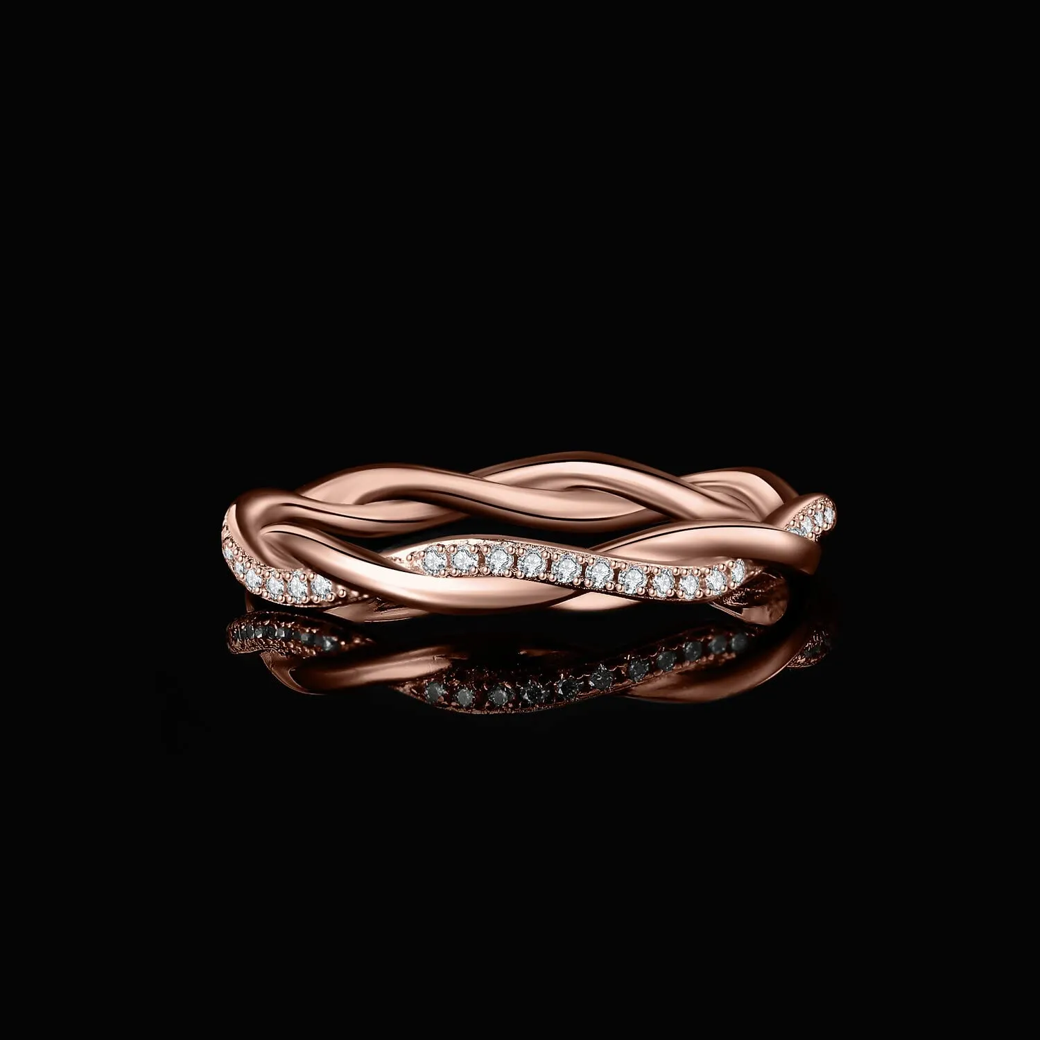 JewelryPalace Anello Infinito Donna Argento 925 con Zirconia Cubica, Oro Rosa, Taglia 17 - immagine 3