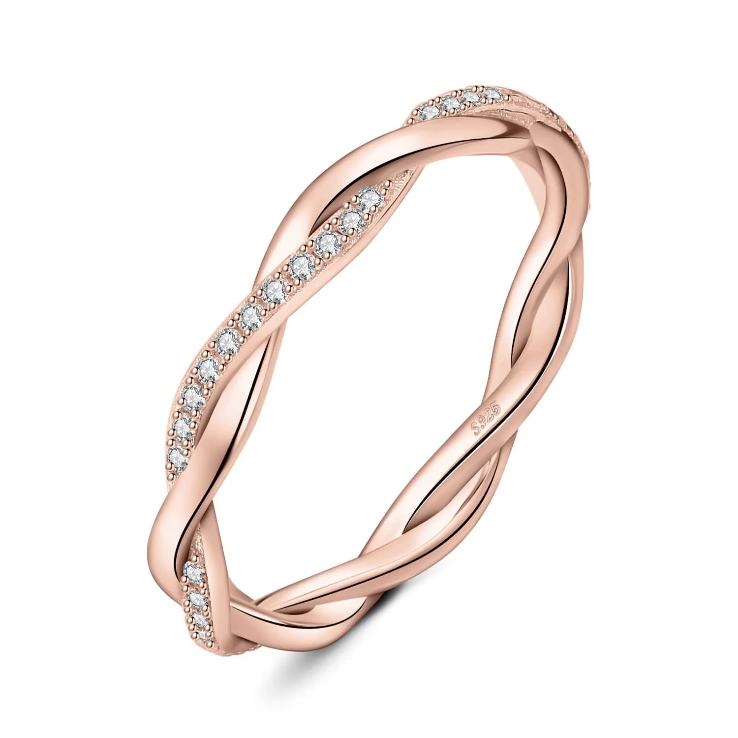 JewelryPalace Anello Infinito in Argento 925 con Zirconia Cubica, Oro Rosa - immagine 1