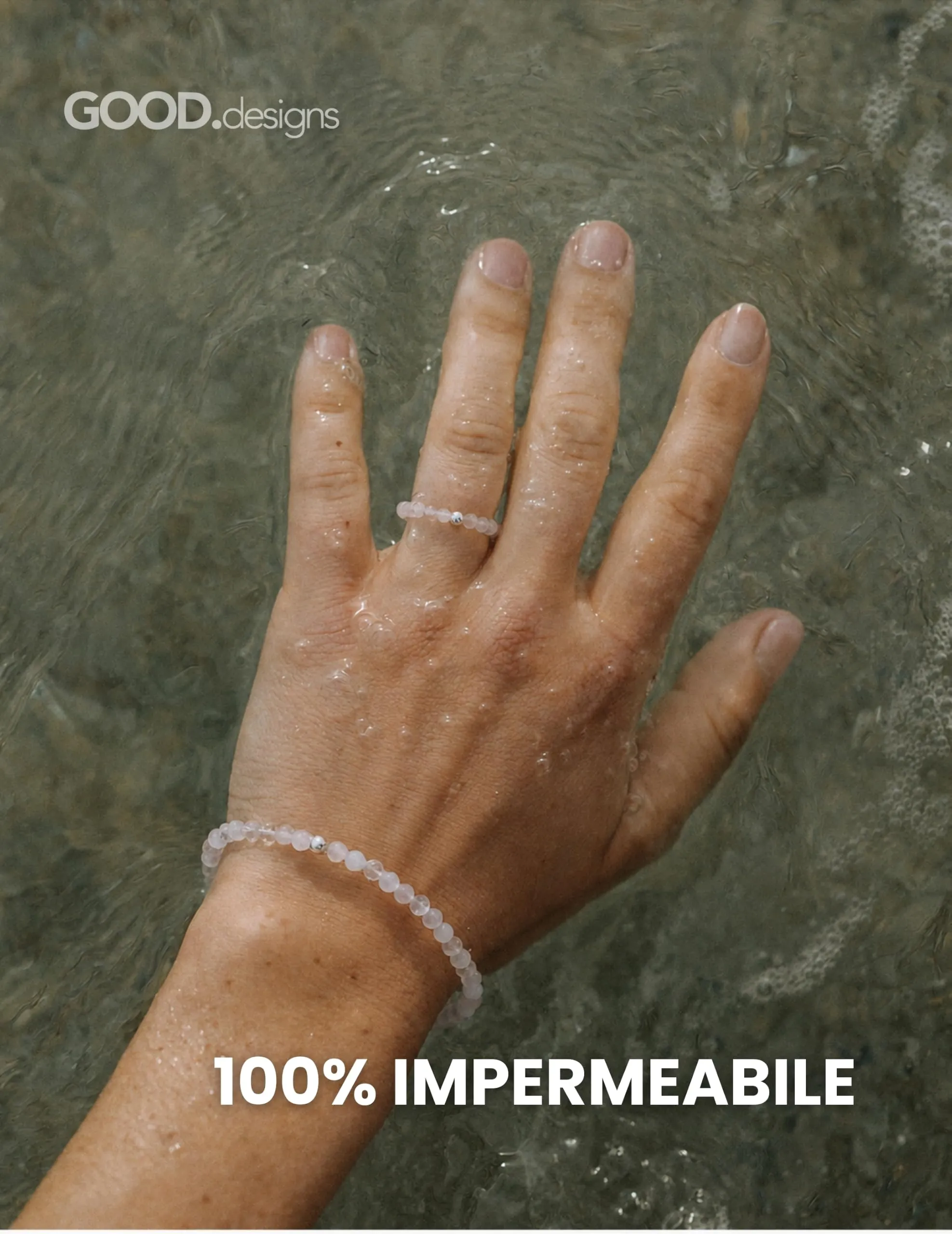 GD GOOD.designs Anello Antistress in Quarzo Rosa con Perline di Pietra Naturale da Donna, Misura 52-60 - immagine 6
