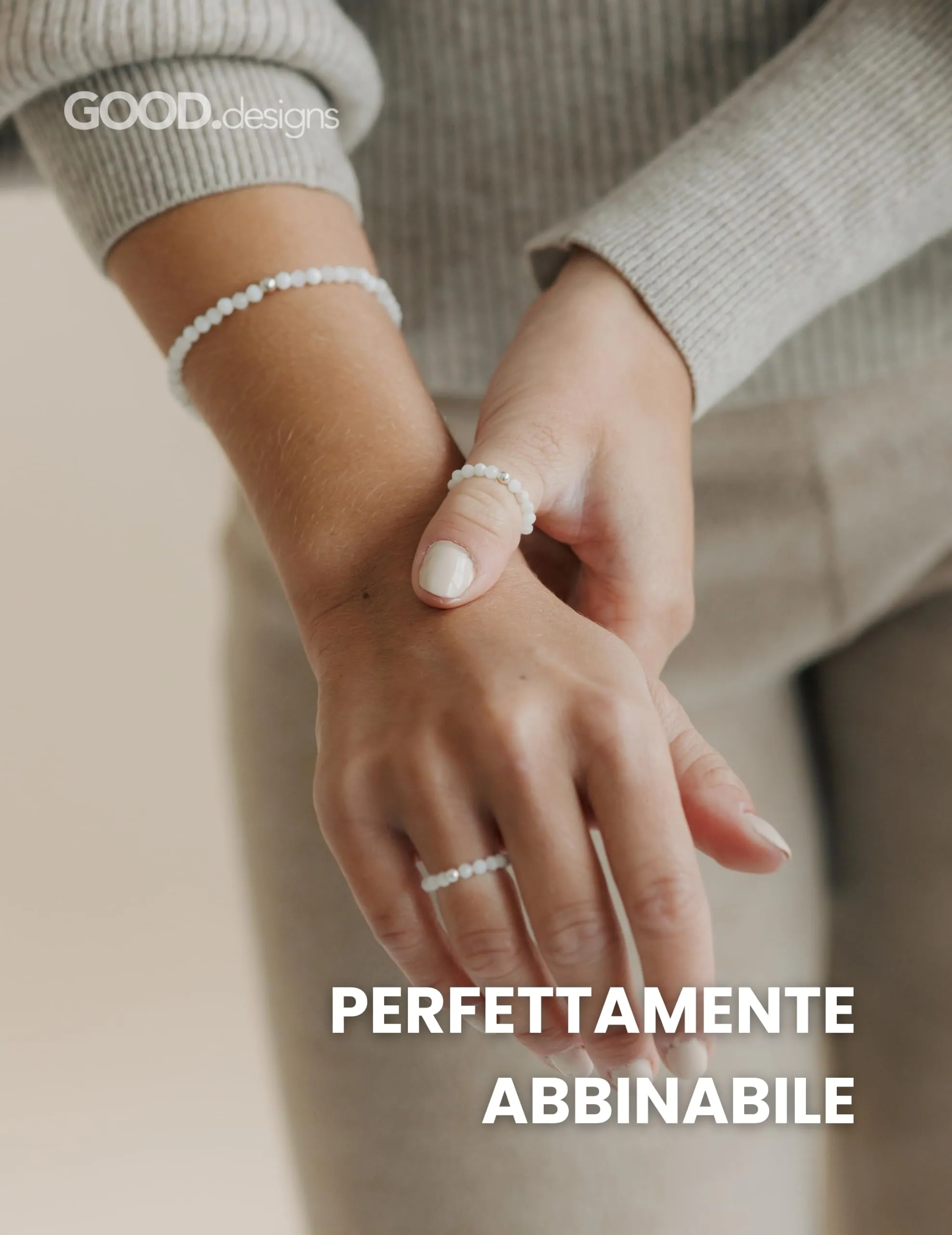 GD GOOD.designs Anello Anti-Stress in Pietra di Luna per Donne, Elastico e Sfaccettato - immagine 3