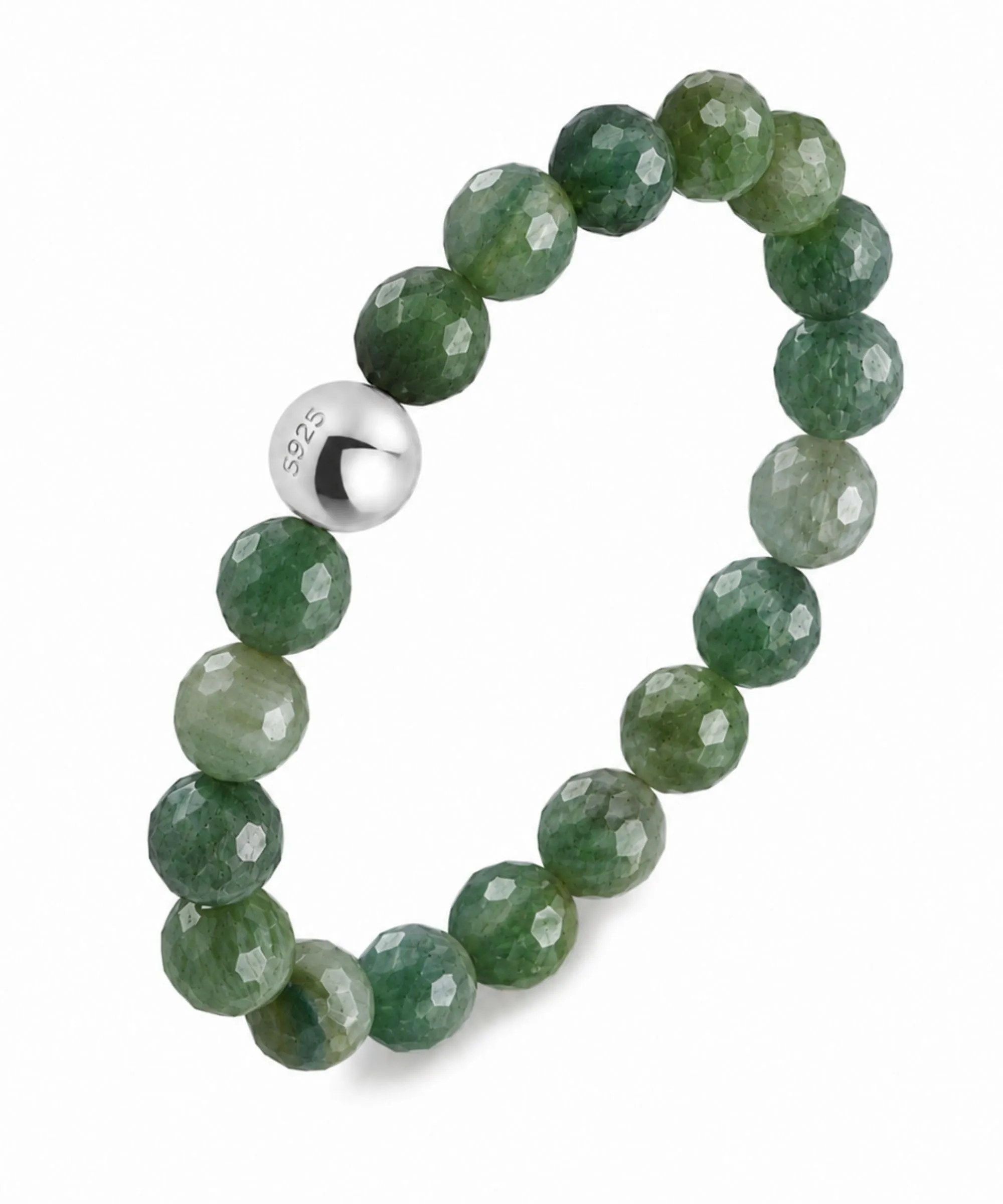 GD GOOD.designs Anello Antistress in Agata Verde con Perline di Pietra Naturale da Donna, Misura 52-60 - immagine 1