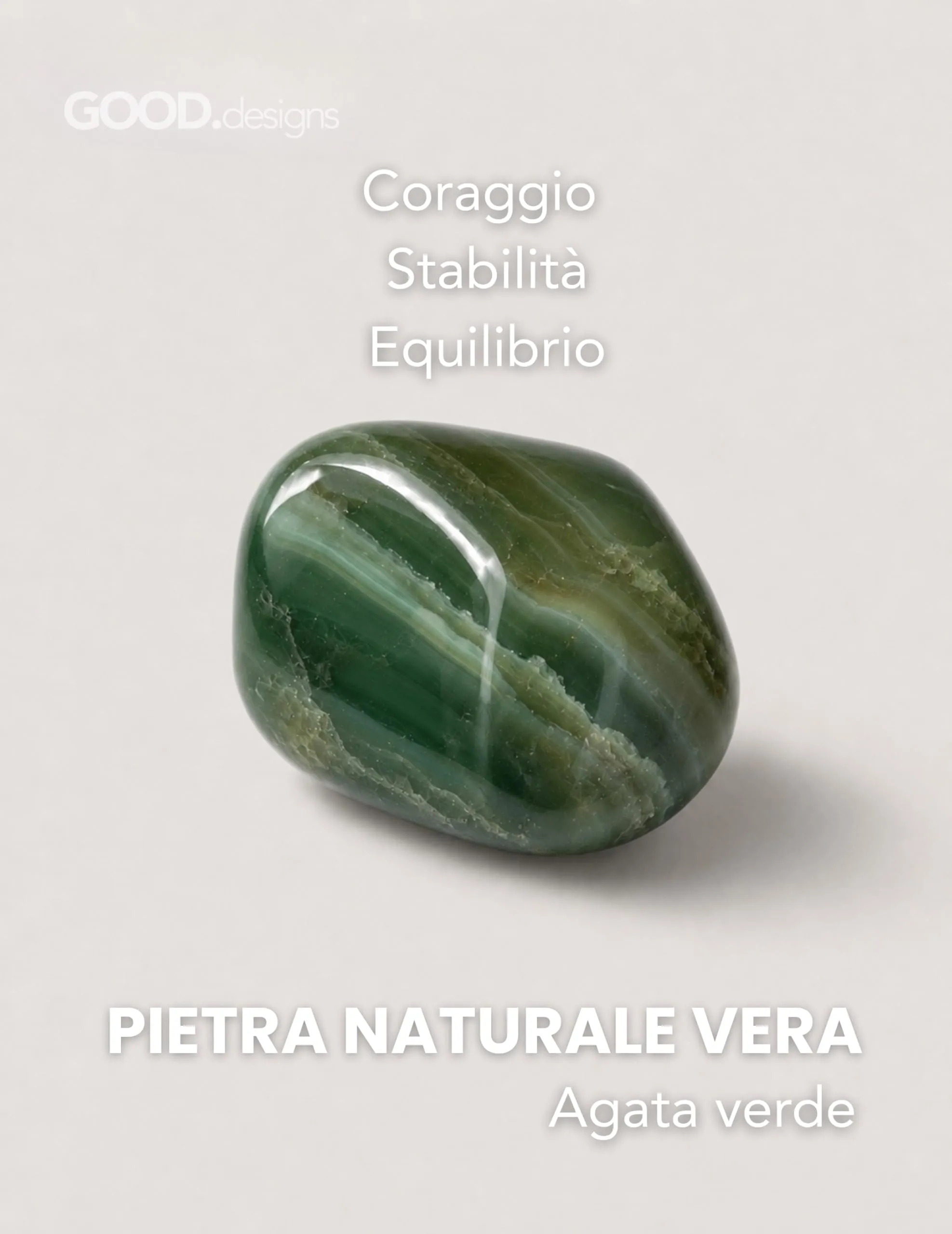 GD GOOD.designs Anello Antistress in Agata Verde con Perline di Pietra Naturale da Donna, Misura 52-60 - immagine 2