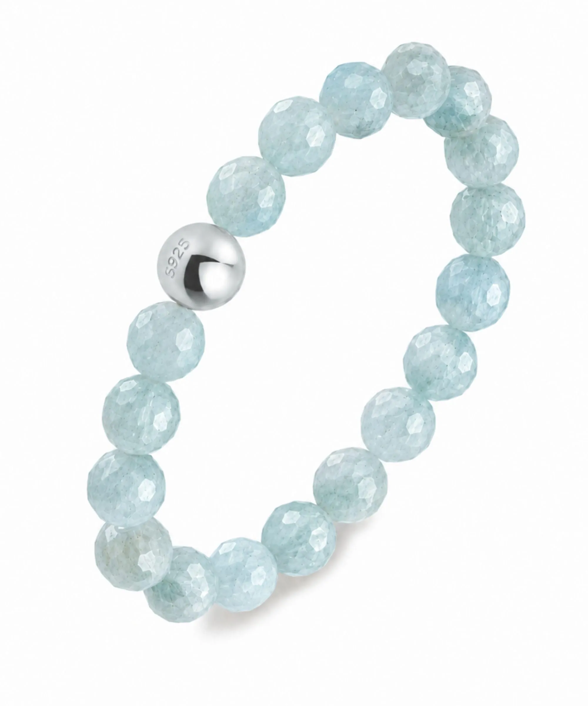 GD GOOD.designs Anello Antistress in Acquamarina con Perline di Pietra Naturale da Donna, Misura 52-60 - immagine 1