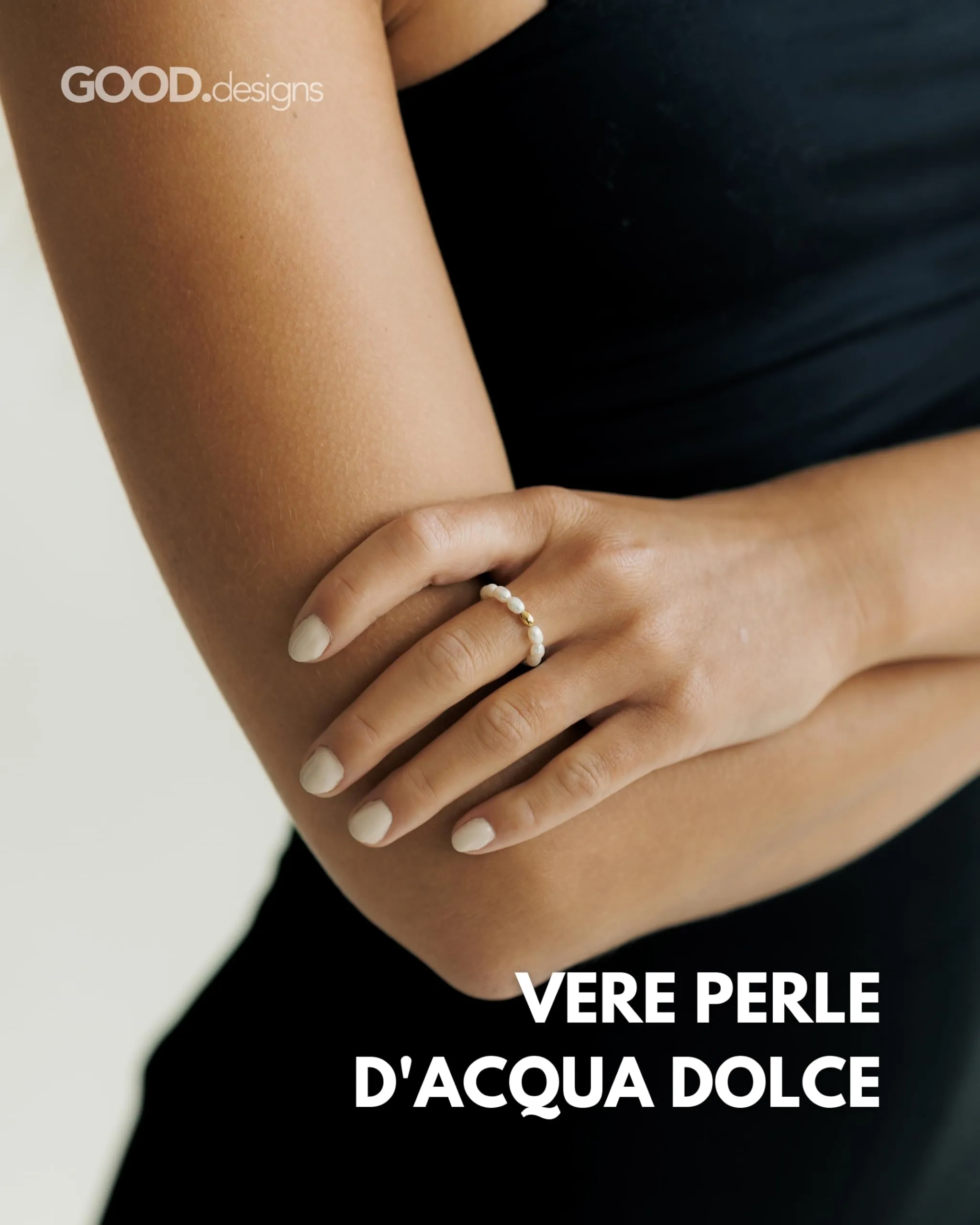 GD GOOD.designs Anello Antistress in Perle d’Acqua Dolce da Donna, Misura 52-60 - immagine 2