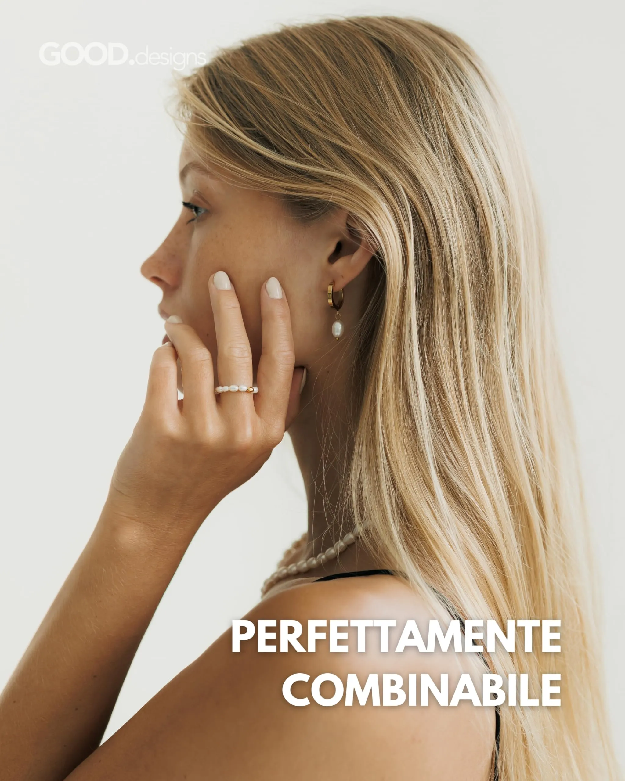 GD GOOD.designs Anello Antistress in Perle d’Acqua Dolce da Donna, Misura 52-60 - immagine 4