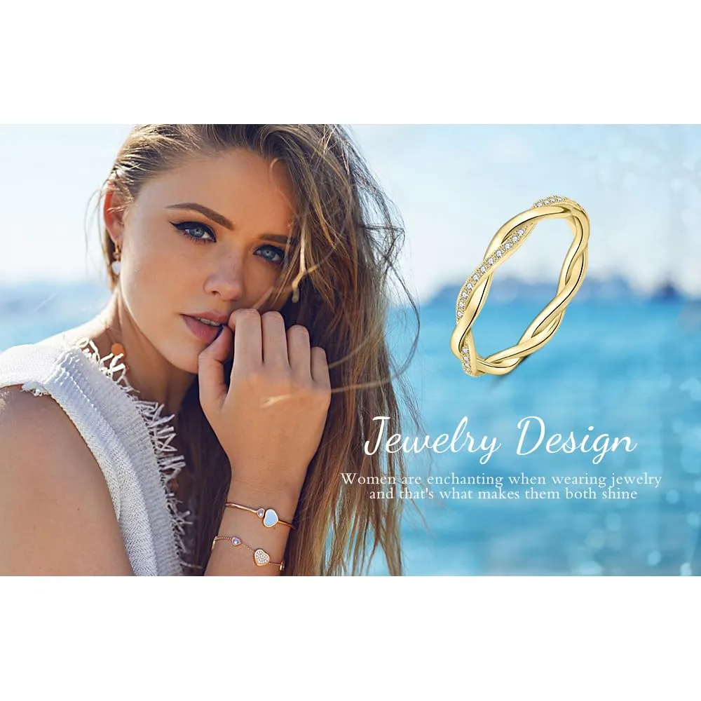 JewelryPalace Anello Infinito a Corda Donna placcato oro giallo 14K con Zirconia Cubica, Misura 21 - immagine 6