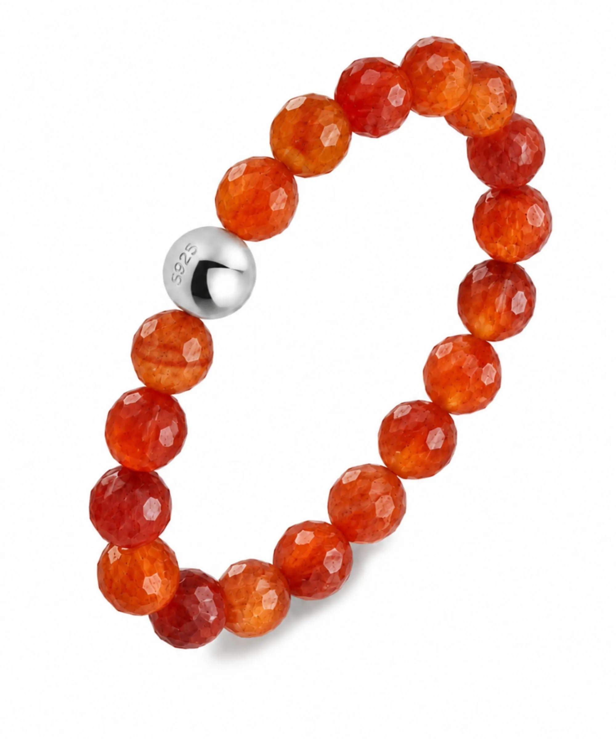 GD GOOD.designs Anello Antistress in Corniola con Perline di Pietra Naturale da Donna, Misura 52-60 - immagine 1