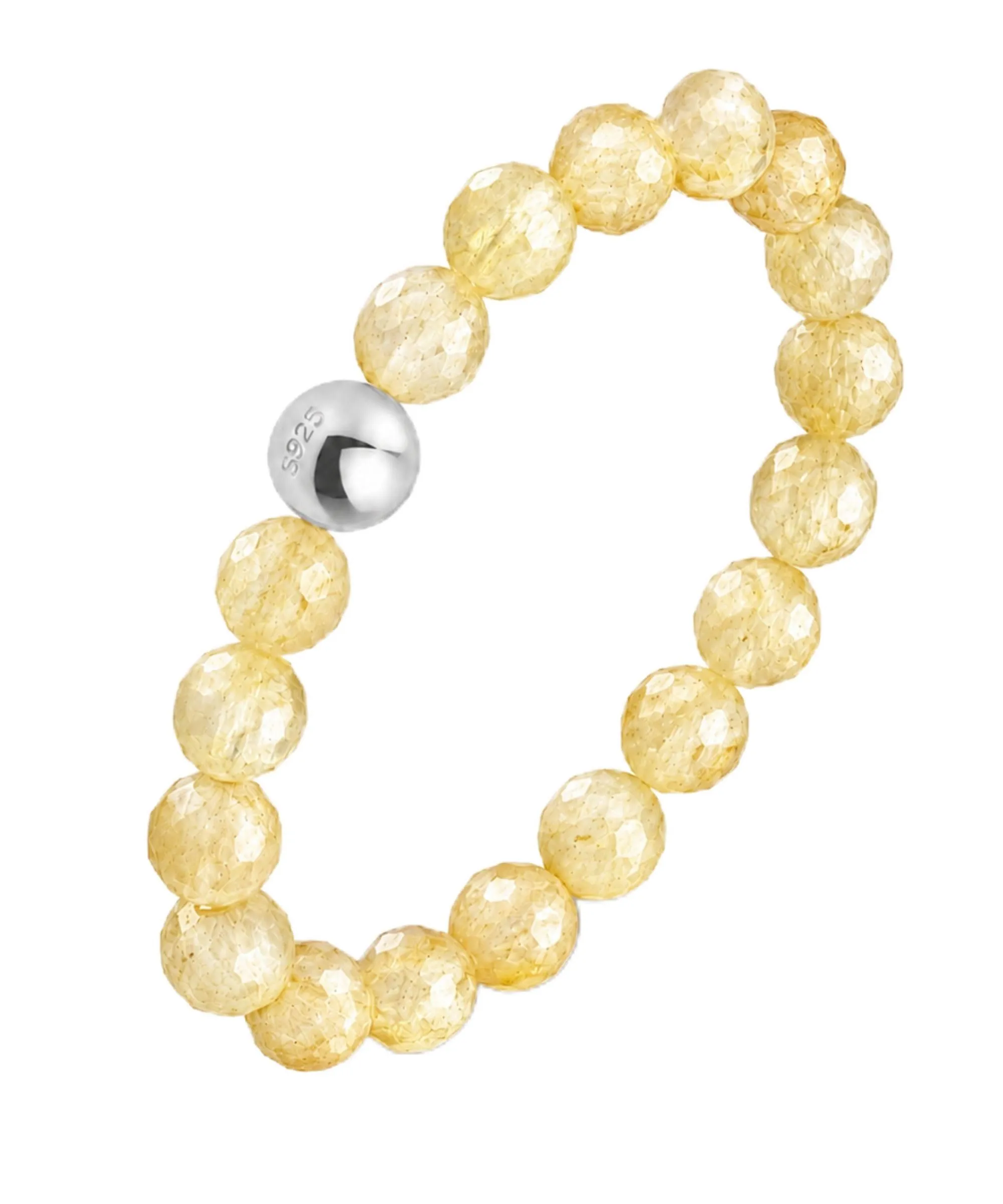 GD GOOD.designs Anello Antistress in Citrino con Perline di Pietra Naturale da Donna, Misura 52-60 - immagine 1