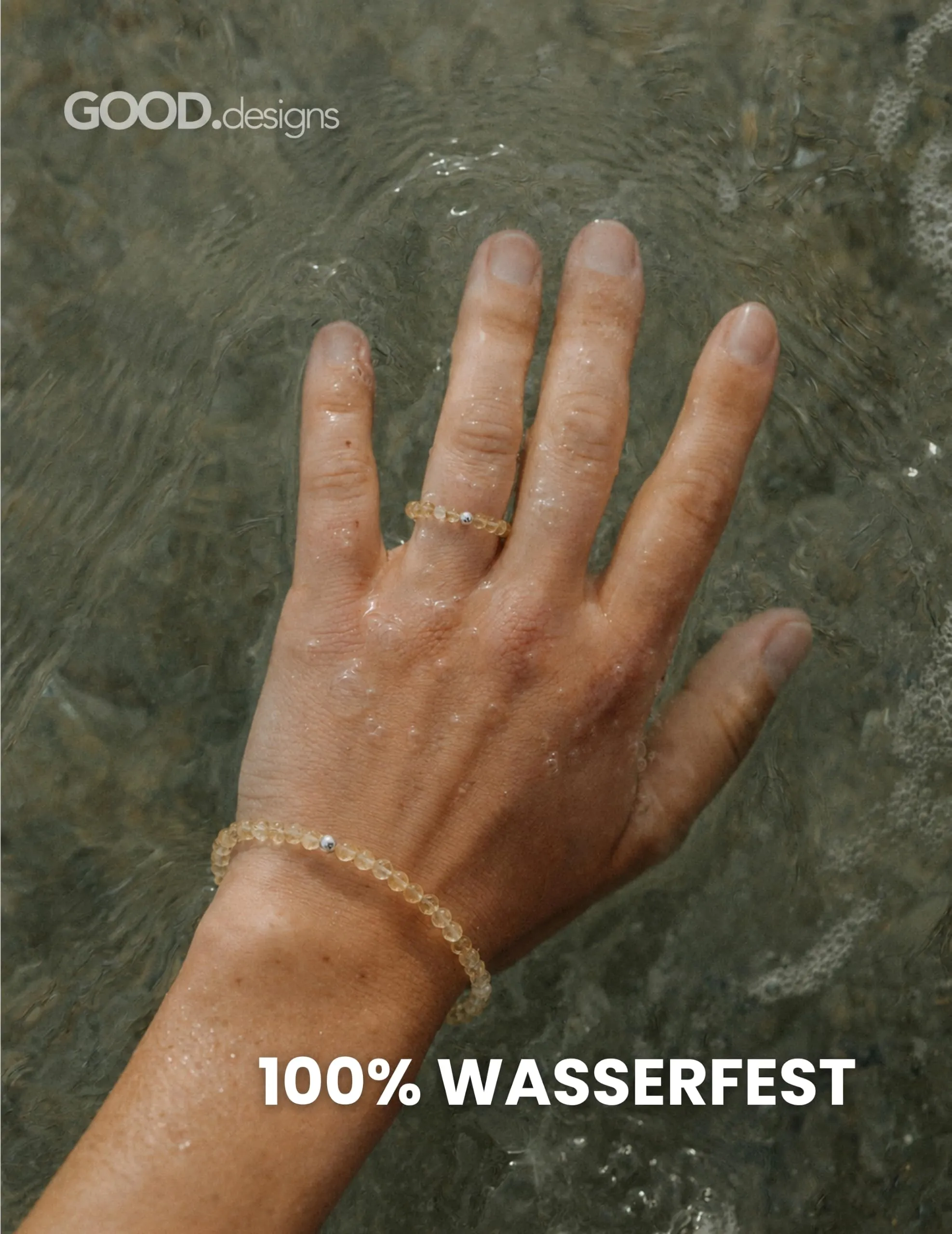 GD GOOD.designs Anello Antistress in Citrino con Perline di Pietra Naturale da Donna, Misura 52-60 - immagine 6