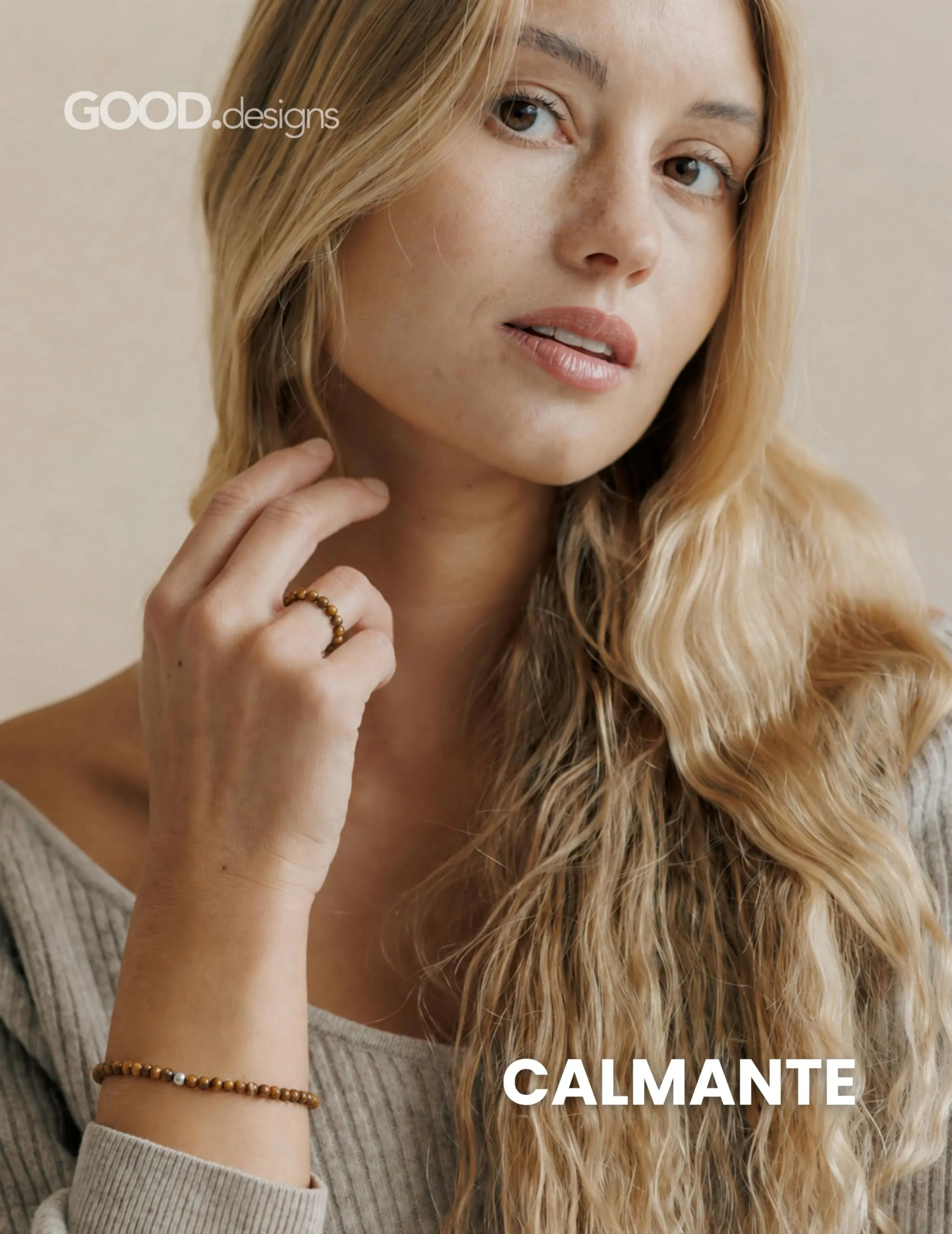 GD GOOD.designs Anello Antistress in Occhio di Tigre con Perline di Pietra Naturale da Donna, Misura 52-60 - immagine 4
