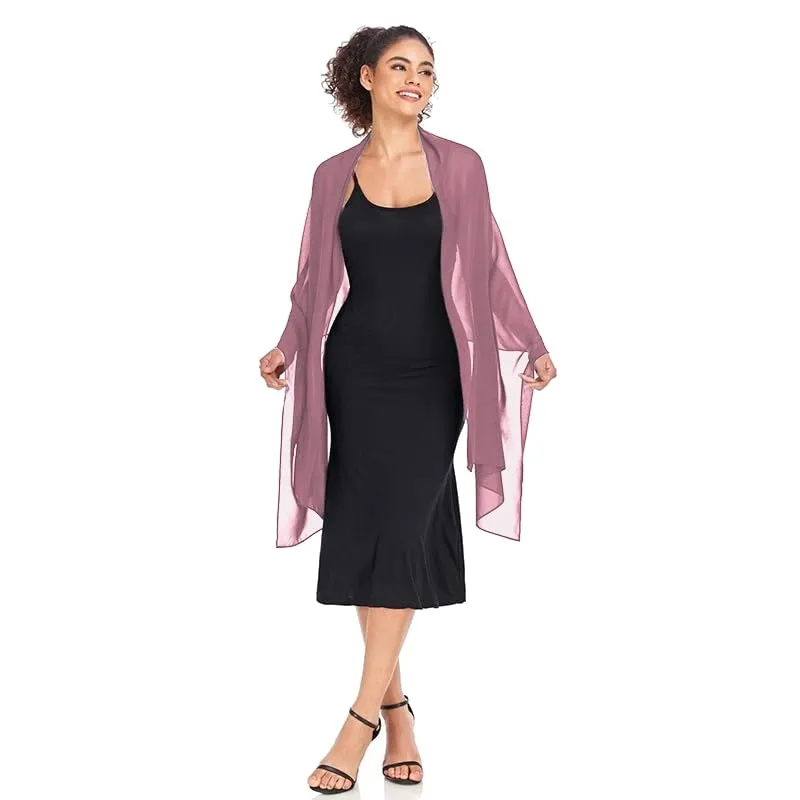 Van Der Rich Stola in Mussola di Seta Foulard Scialle Leggero Donna - Rosa Scuro - immagine 3