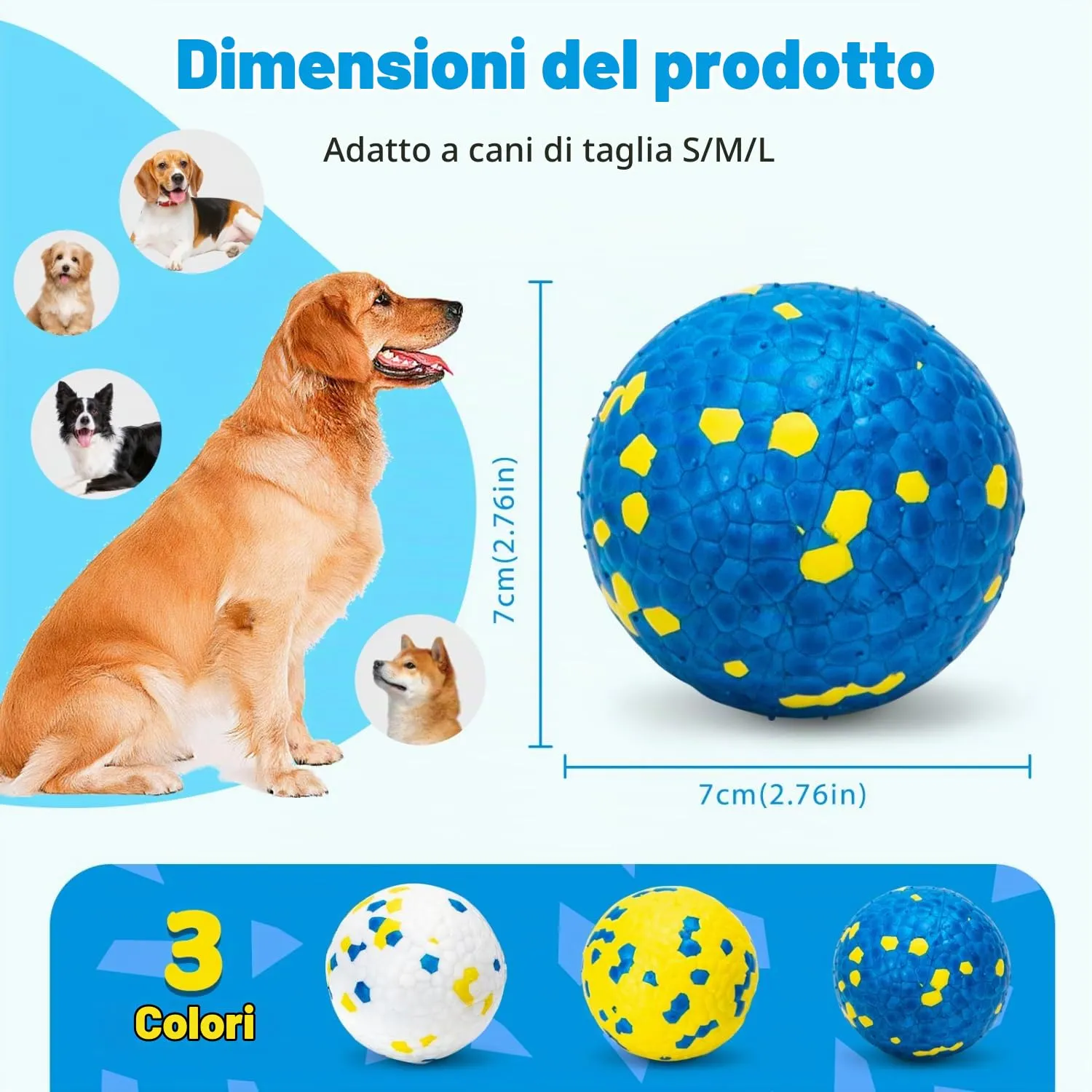 Nobleza Palline per Cani Indistruttibili, 3 Pezzi, Ø 7cm - immagine 3