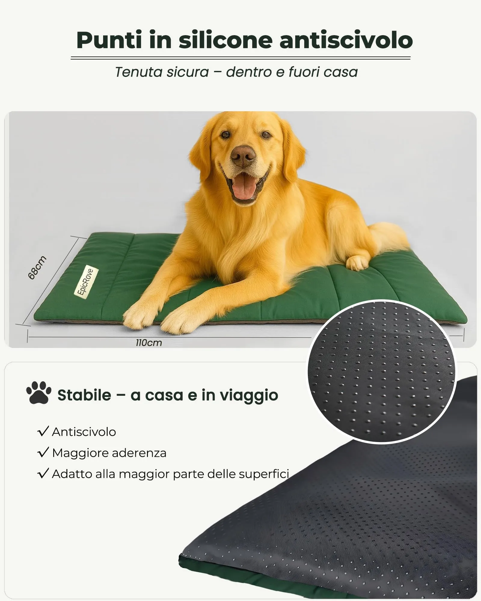 EpicRove Tappetino per Cani Impermeabile e Imbottito, 110 x 68 cm, Antiscivolo e Lavabile in Lavatrice - immagine 2