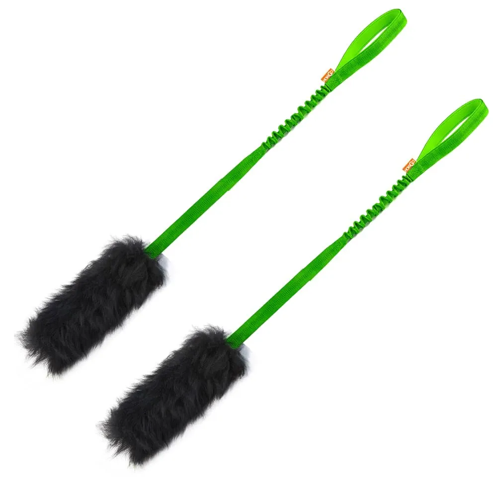 HOWGO Giocattolo corda elastica per cani in pelle di pecora, verde, lungo senza pallina, confezione da 2 - immagine 1