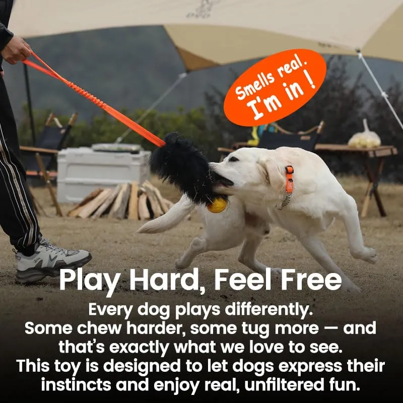HOWGO Giocattolo corda elastica per cani in pelle di pecora, verde, lungo senza pallina, confezione da 2 - immagine 7