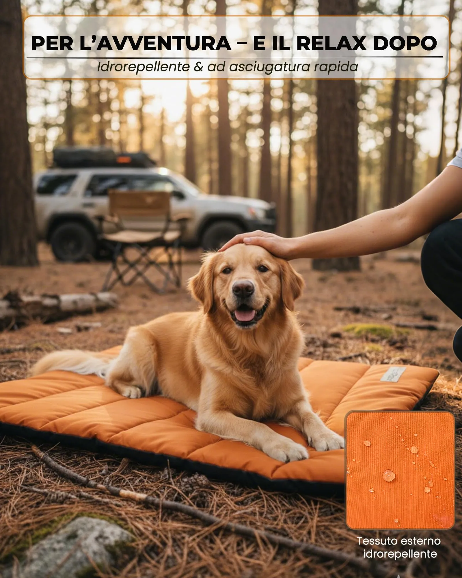 EpicRove Coperta per cani da viaggio impermeabile e antiscivolo, 110 x 68 cm, lavabile, arancione - immagine 4