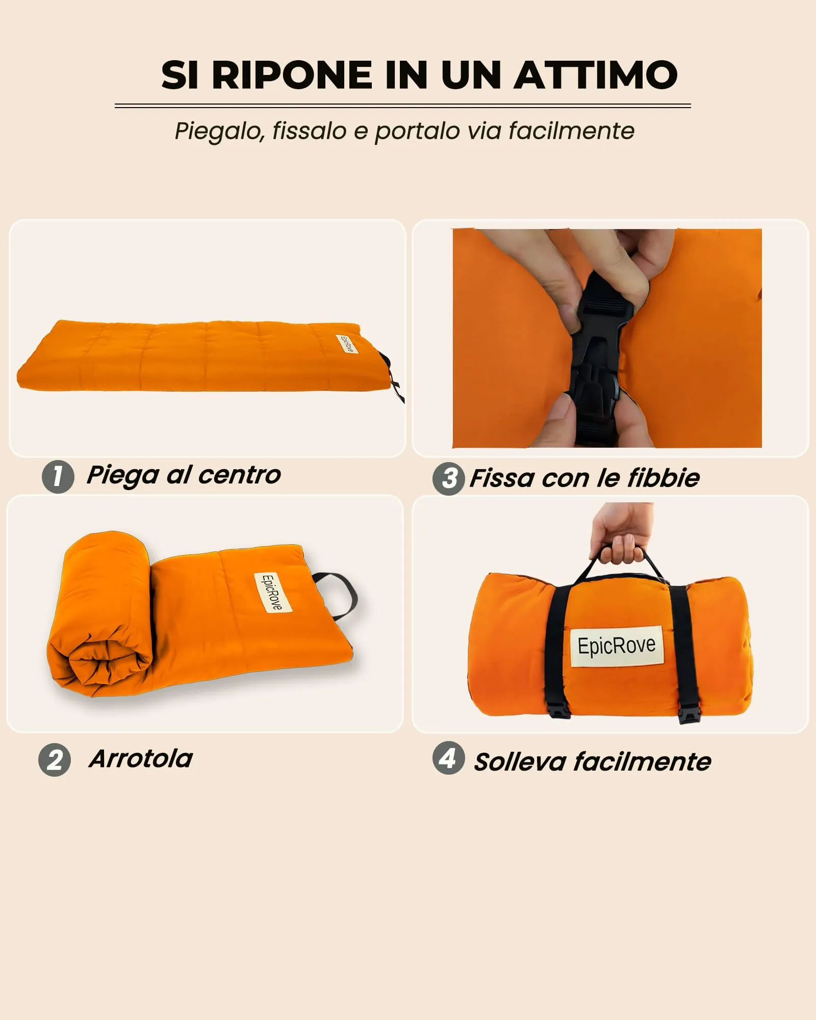 EpicRove Coperta per cani da viaggio impermeabile e antiscivolo, 110 x 68 cm, lavabile, arancione - immagine 6