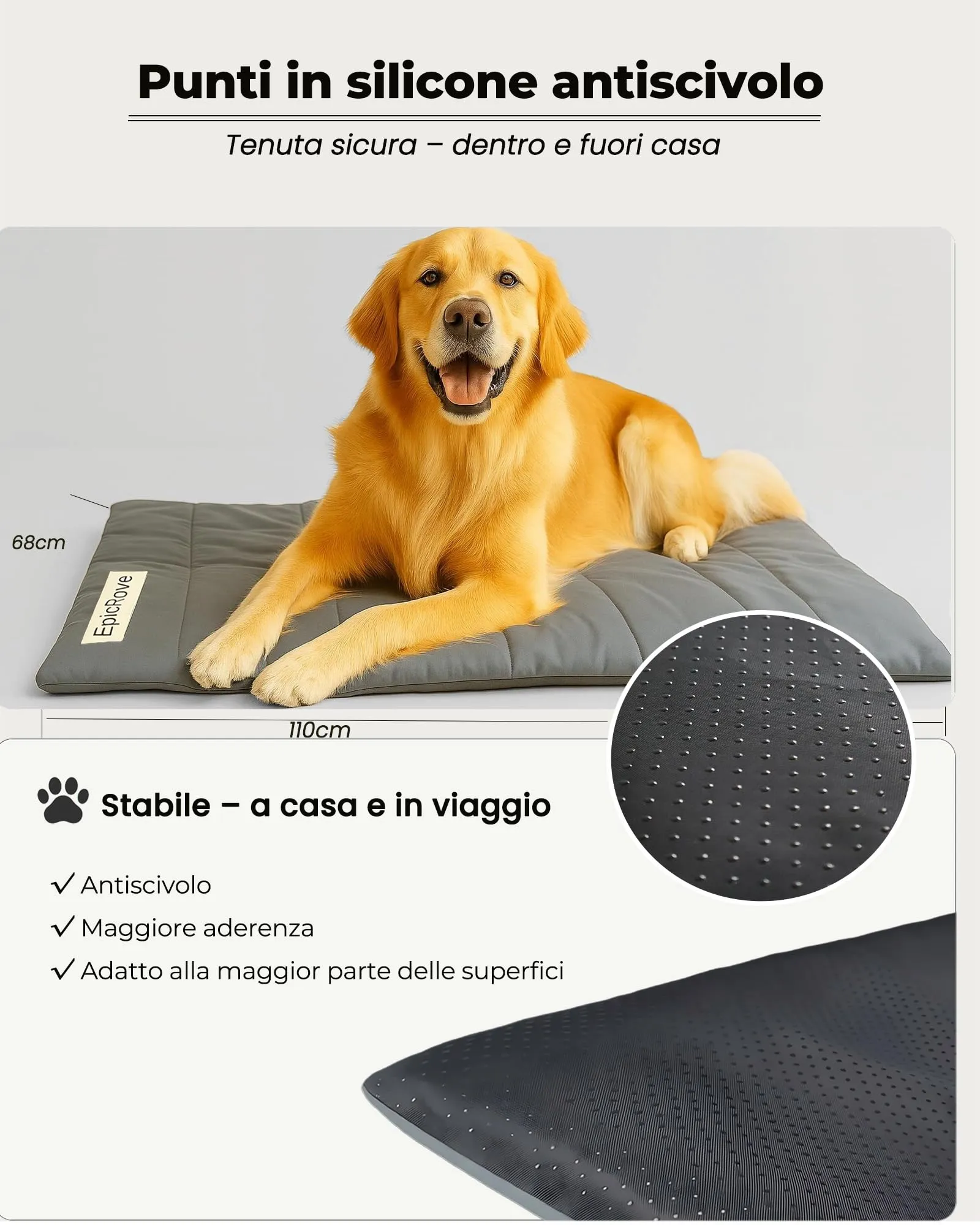 EpicRove Tappetino per Cani Impermeabile e Imbottito, 110 x 68 cm, Antiscivolo e Lavabile in Lavatrice - immagine 2