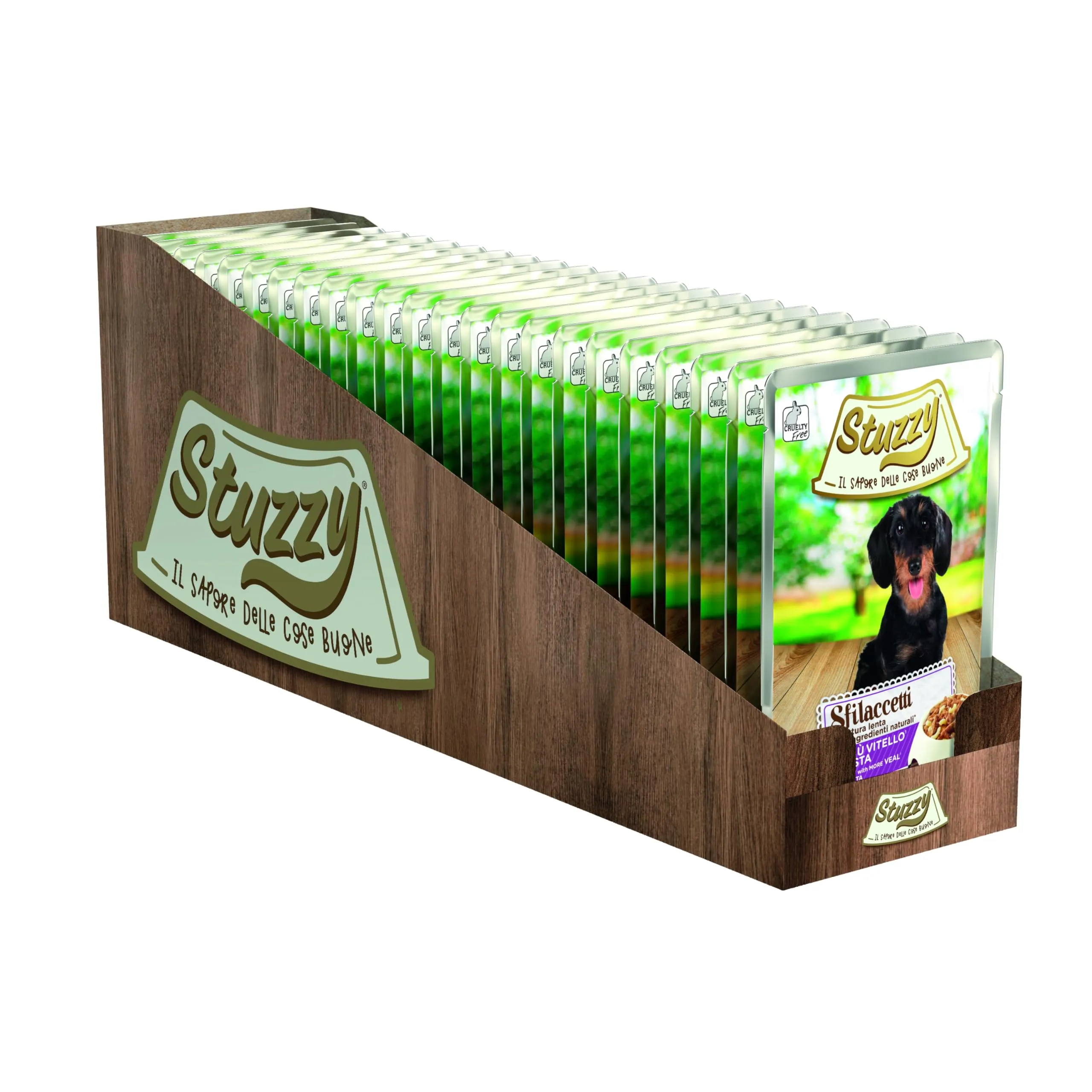 Stuzzy Sfilaccetti con Vitello e Pasta, Alimento Completo per Cani, 24 x 100 g - immagine 2