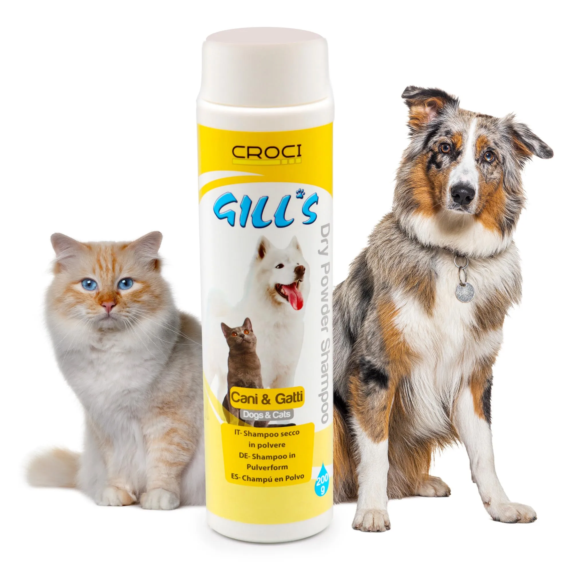Croci Gill's Shampoo Secco in Polvere per Cani e Gatti, 200g - immagine 1