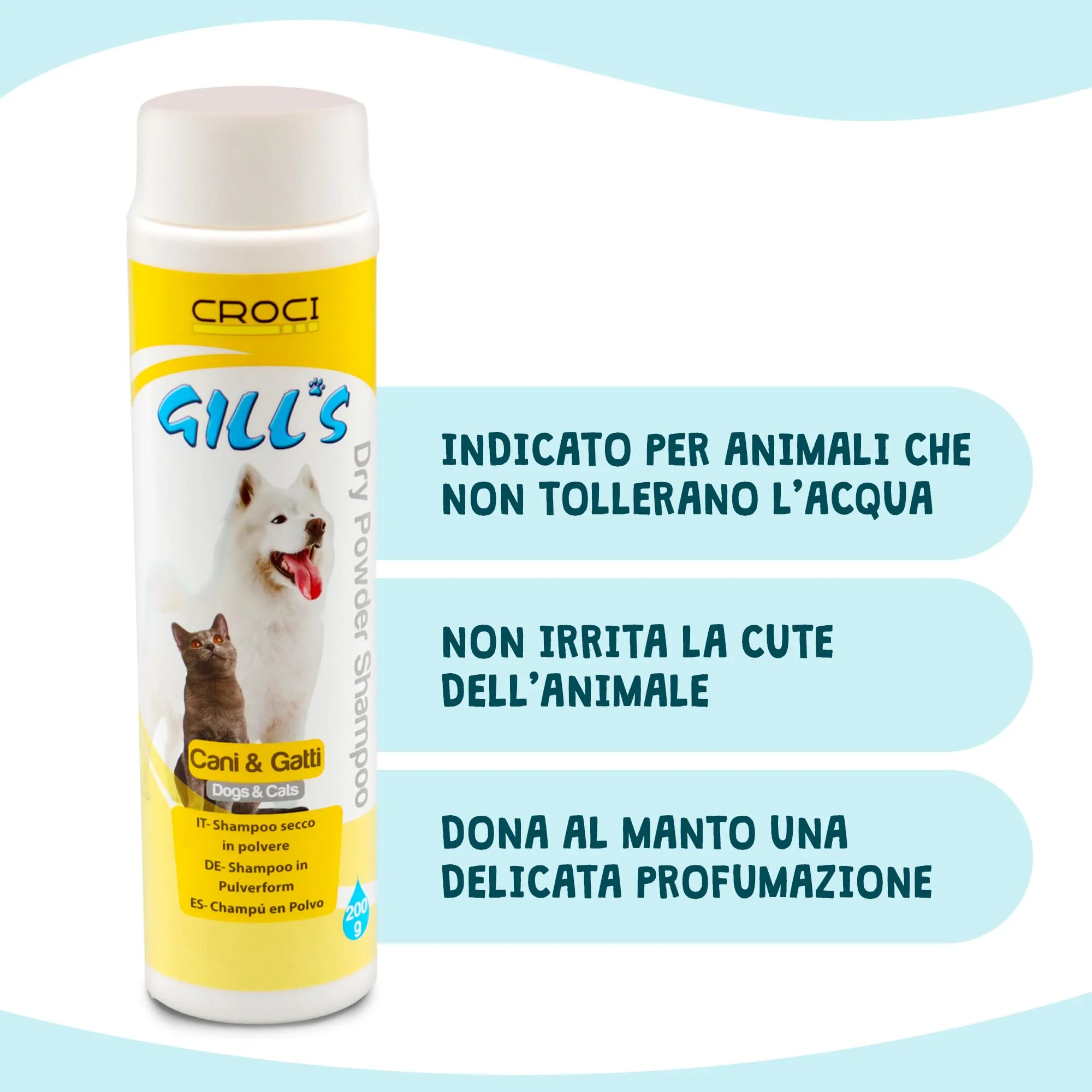 Croci Gill's Shampoo Secco in Polvere per Cani e Gatti, 200g - immagine 3