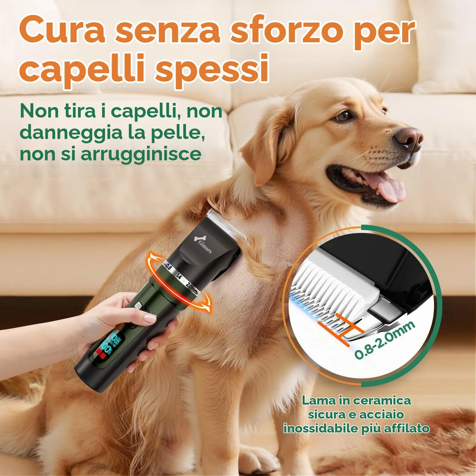 Gimars Rasoio per cani e gatti 4 in 1, professionale, senza fili, 7000 giri/min, 55 dB, con lama di ricambio - immagine 6