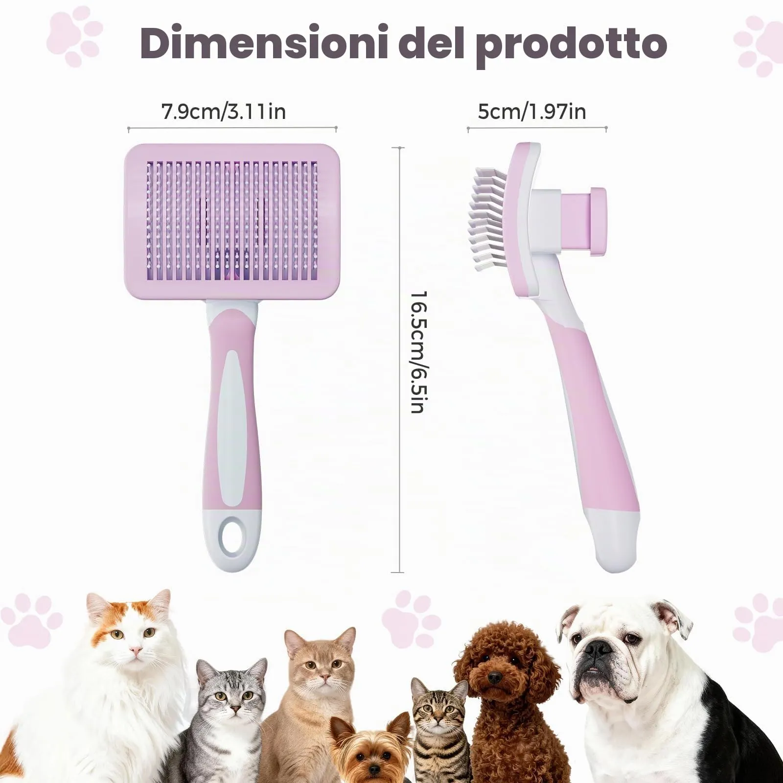 Diboniur Spazzola Autopulente per Gatti e Cani, Pelo Lungo e Corto, Rosa - immagine 2