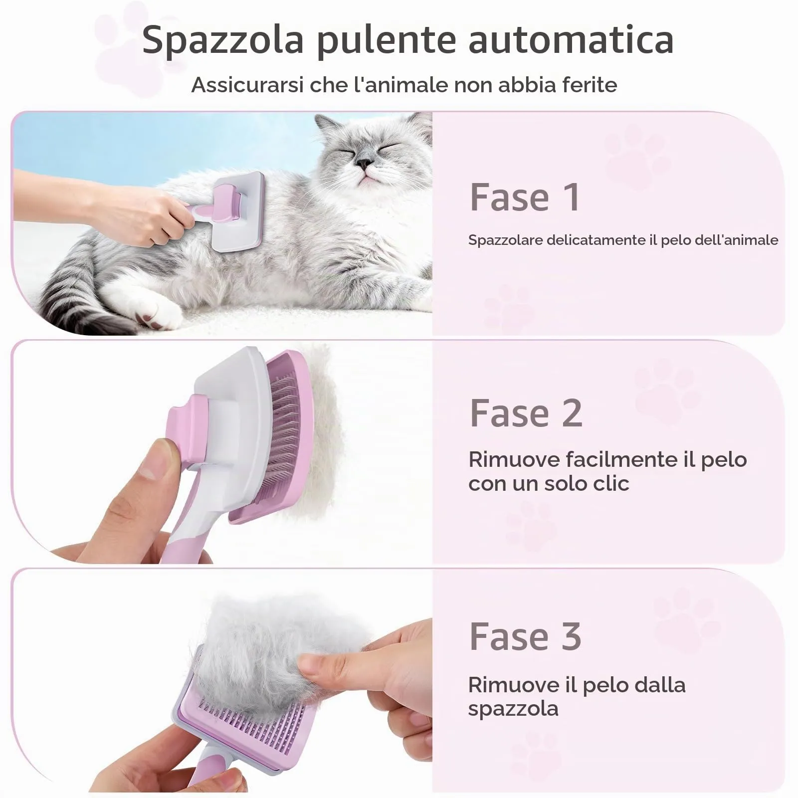 Diboniur Spazzola Autopulente per Gatti e Cani, Pelo Lungo e Corto, Rosa - immagine 3